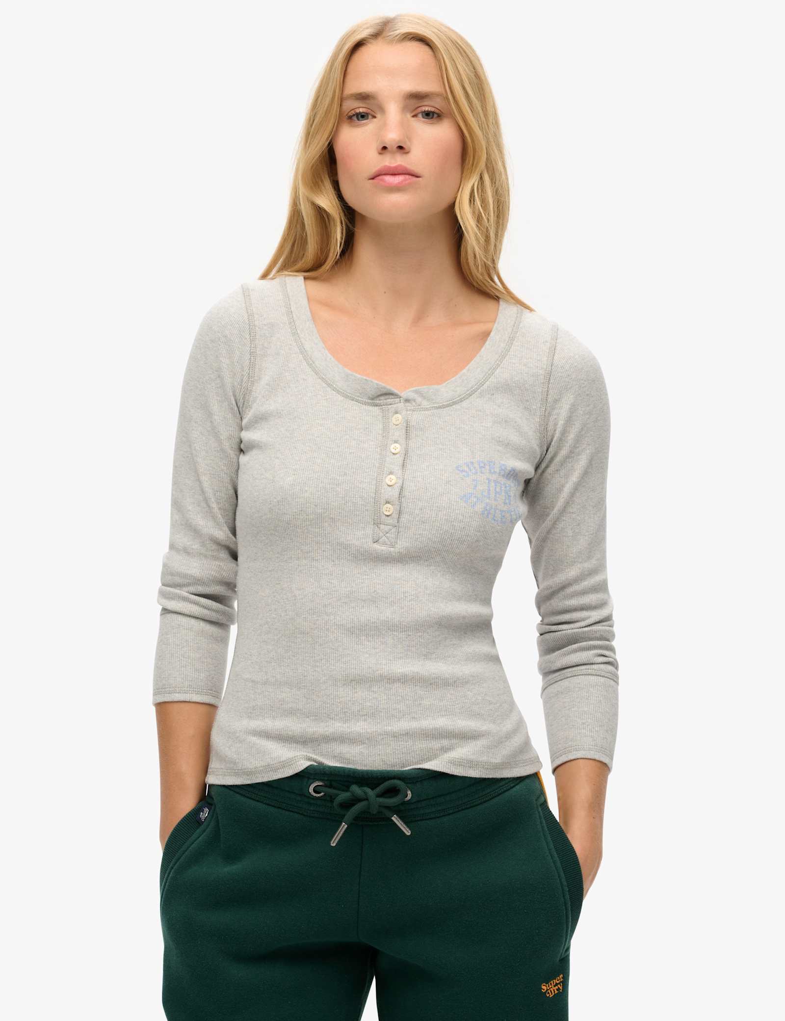 Athletic Button Down Long Sleeve Top - image 2