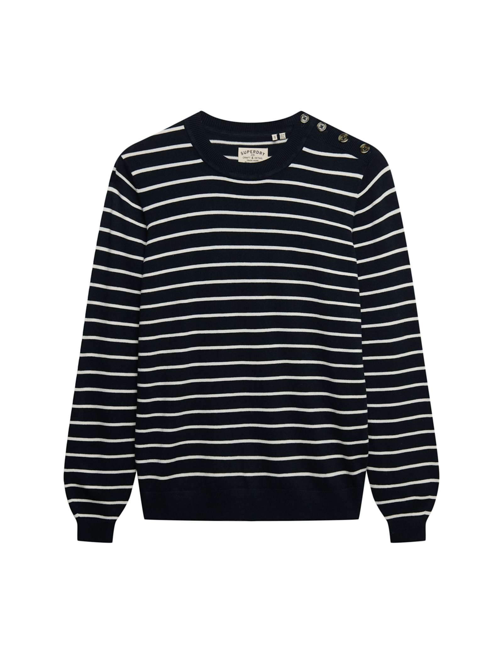 Striped Crew Neck Button Detail Jumper - image 1