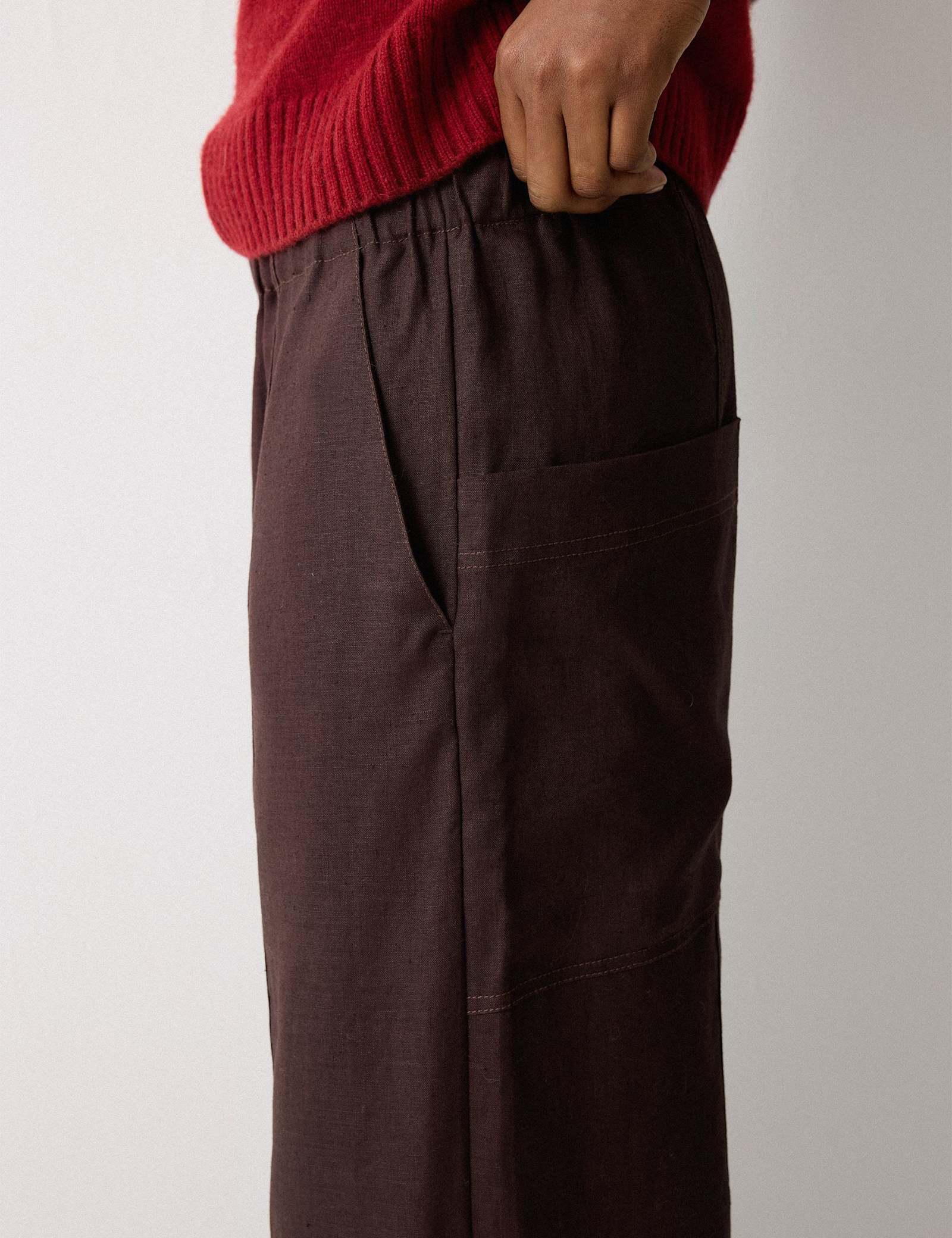Pure Linen Wide Leg Ankle Grazer Trousers - image 3