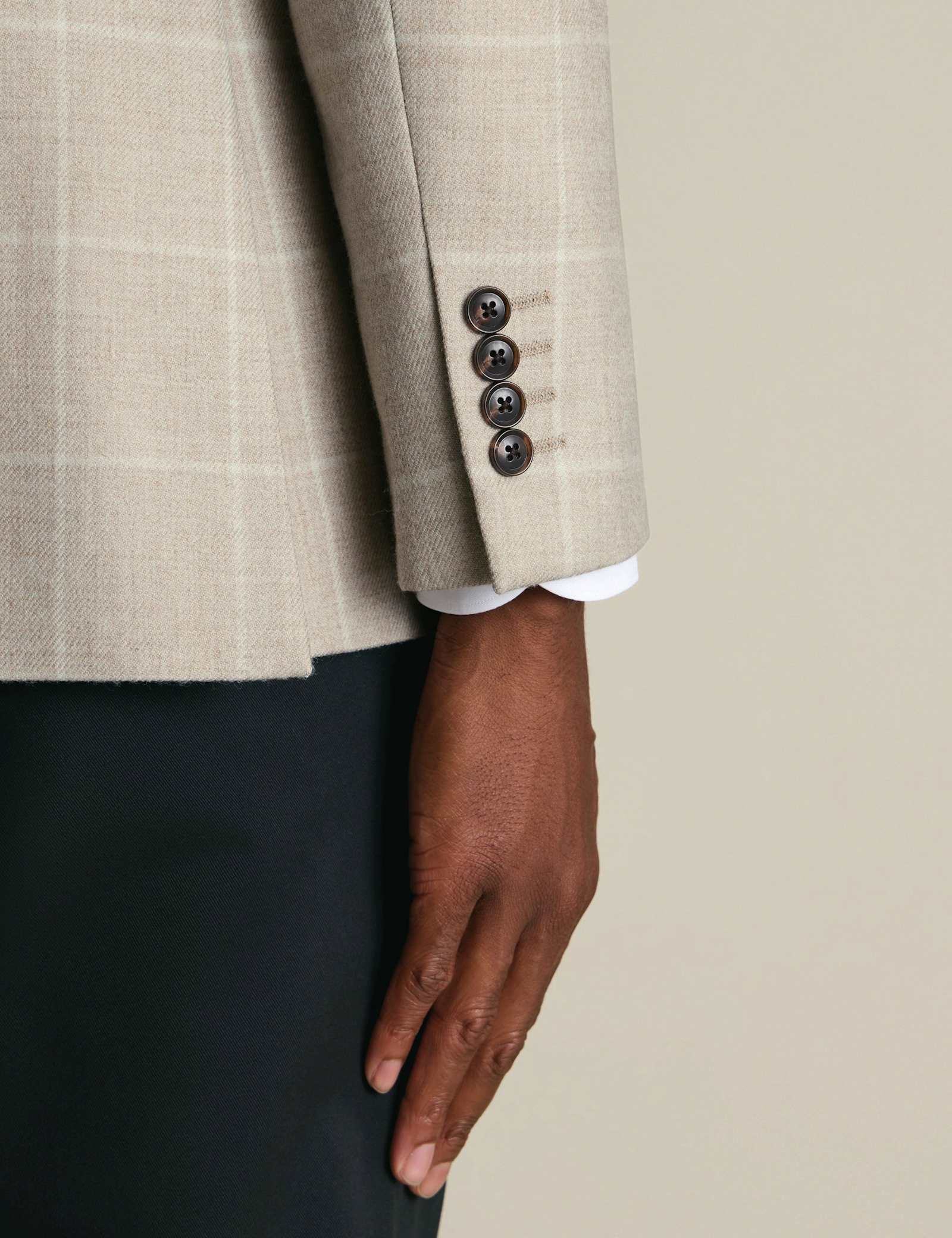 Slim Fit Pure Wool Check Textured Blazer - image 3