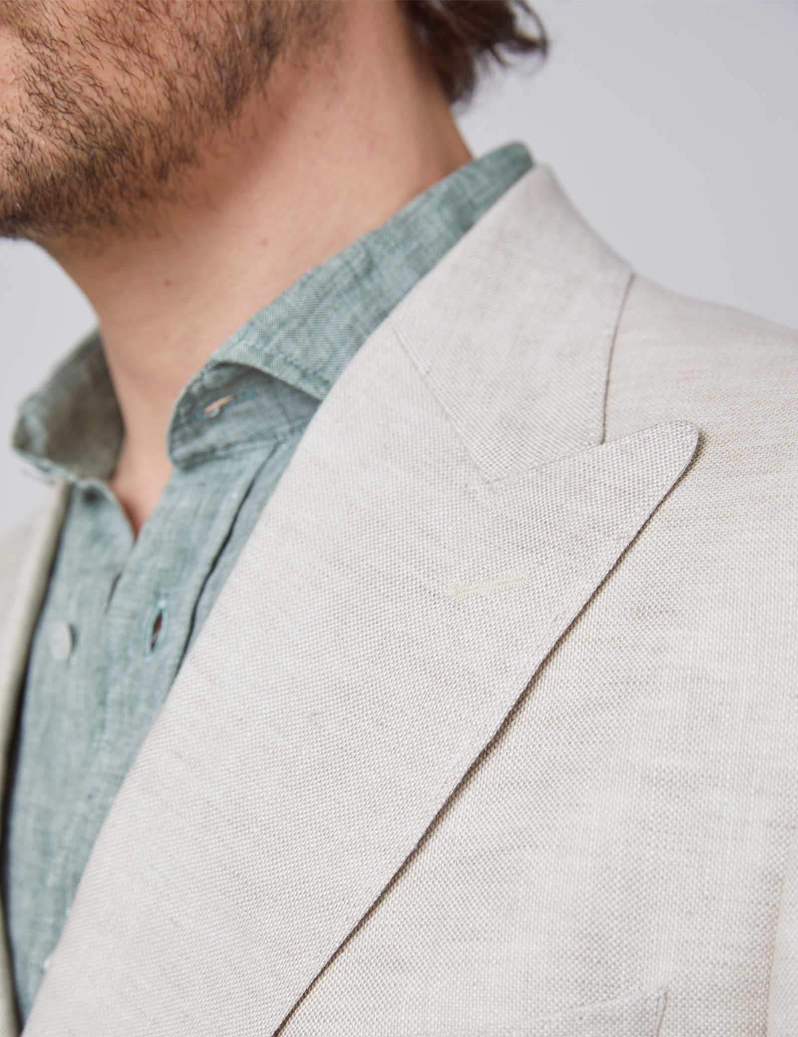 Tailored Fit Linen Double Breasted Suit Jacket - image 3