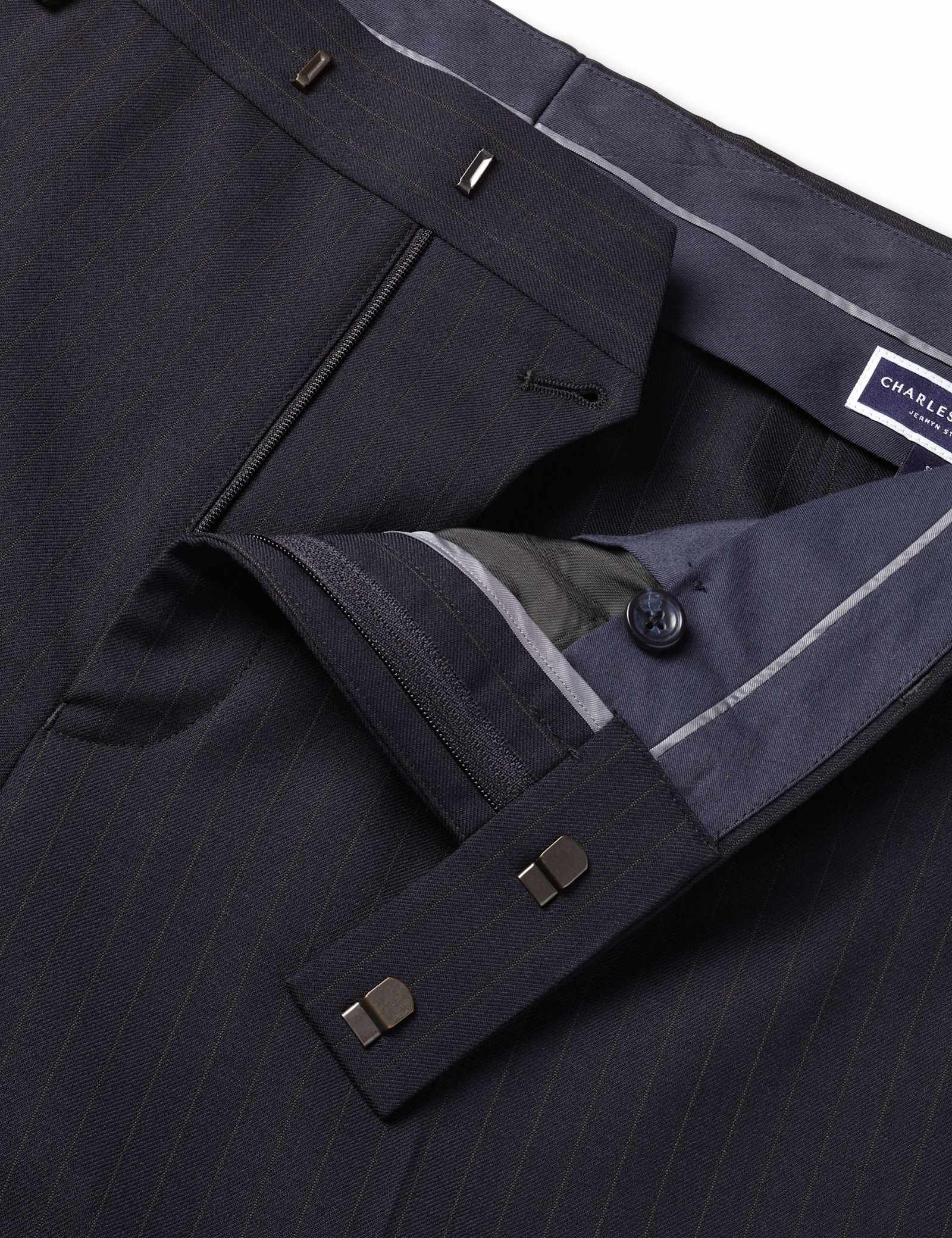 Slim Fit Wool Rich Striped Trousers - image 2