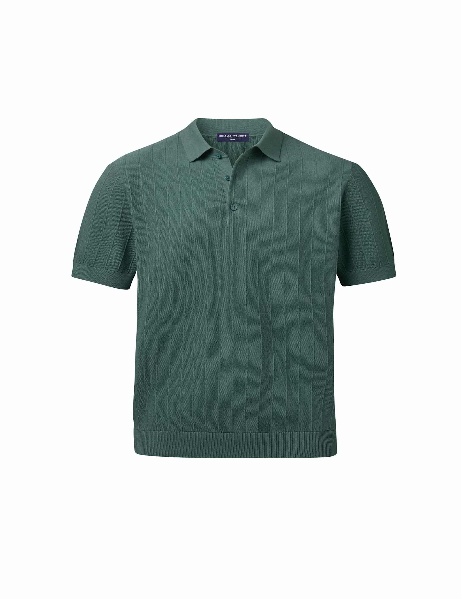 Pure Cotton Textured Knitted Polo Shirt - image 1