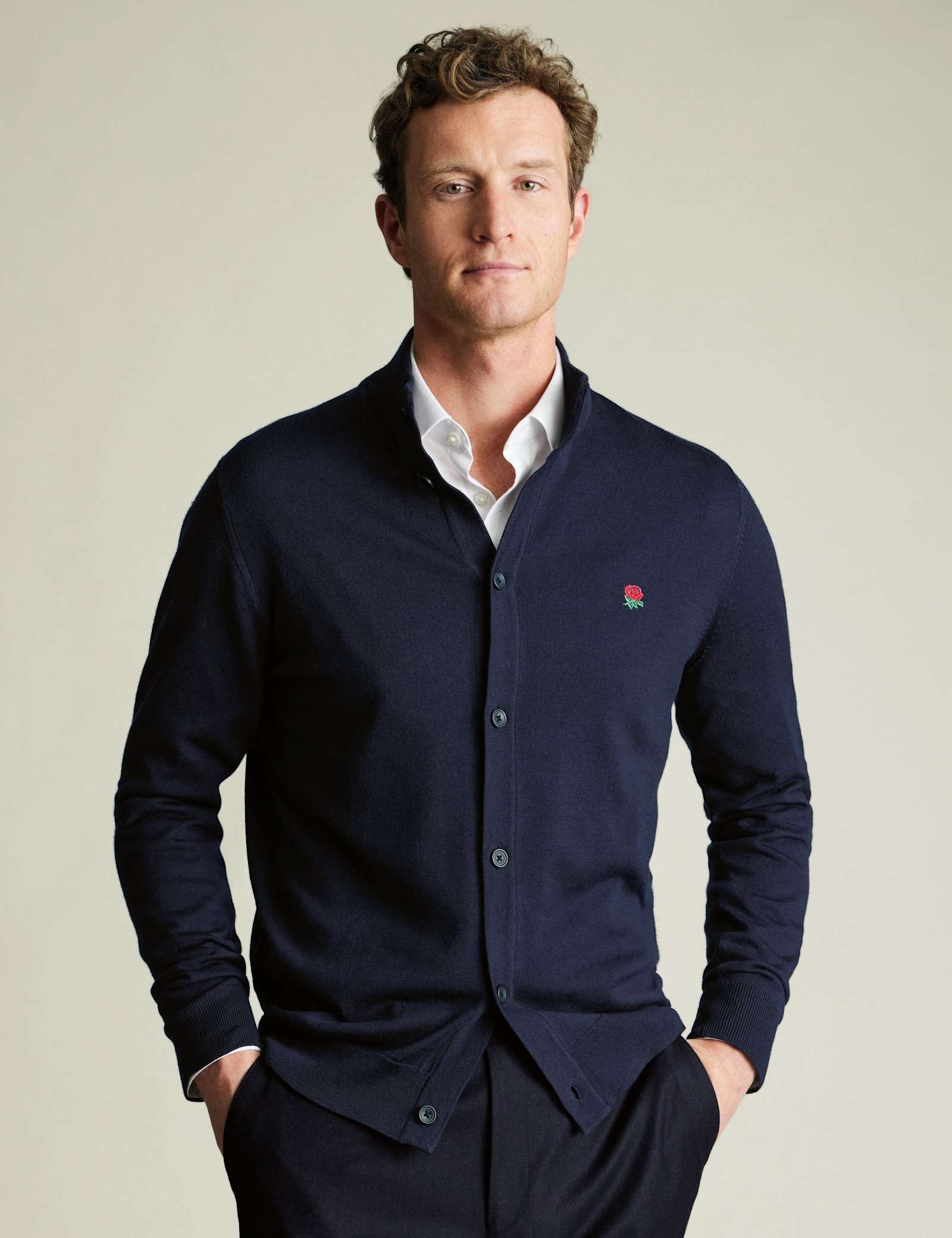 Pure Merino Wool RFU Funnel Neck Cardigan - image 2