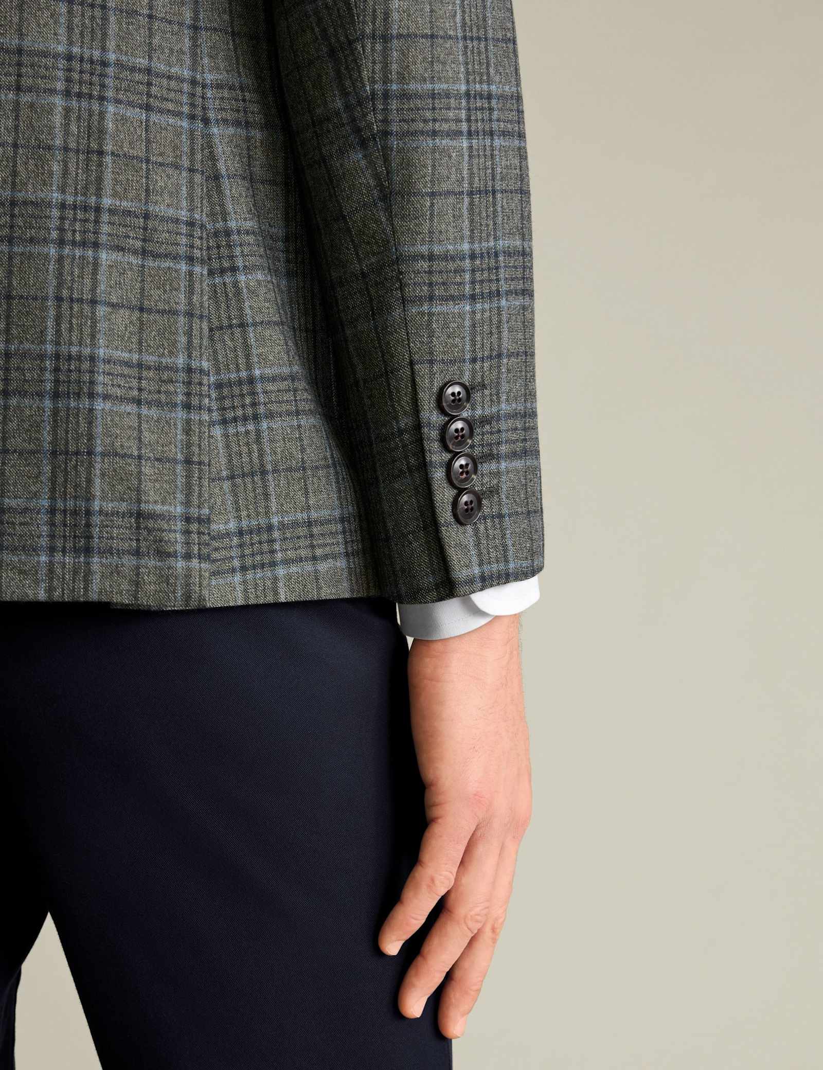 Slim Fit Wool Blend Prince of Wales Check Jacket - image 3