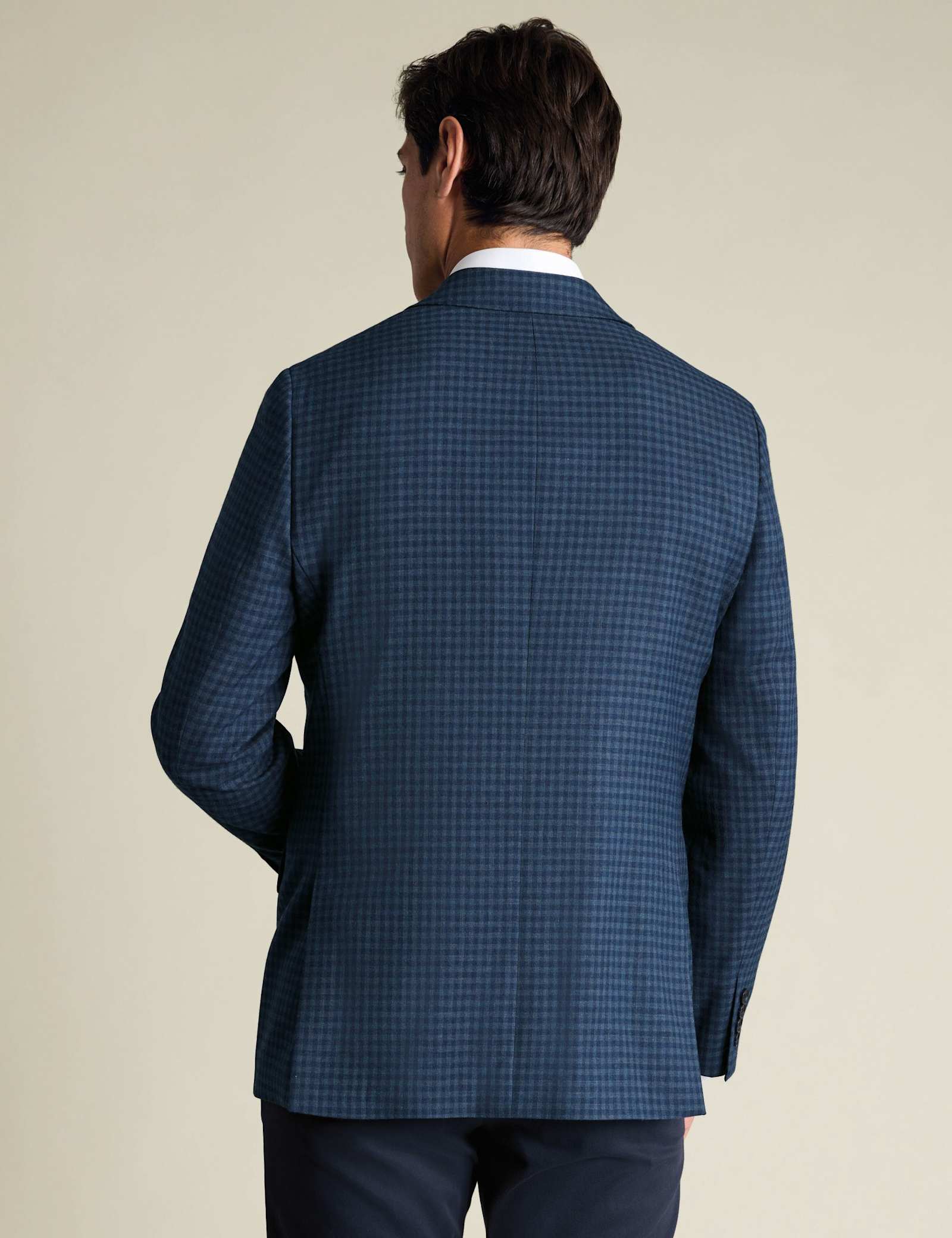 Slim Fit Wool Blend Check Textured Blazer - image 4