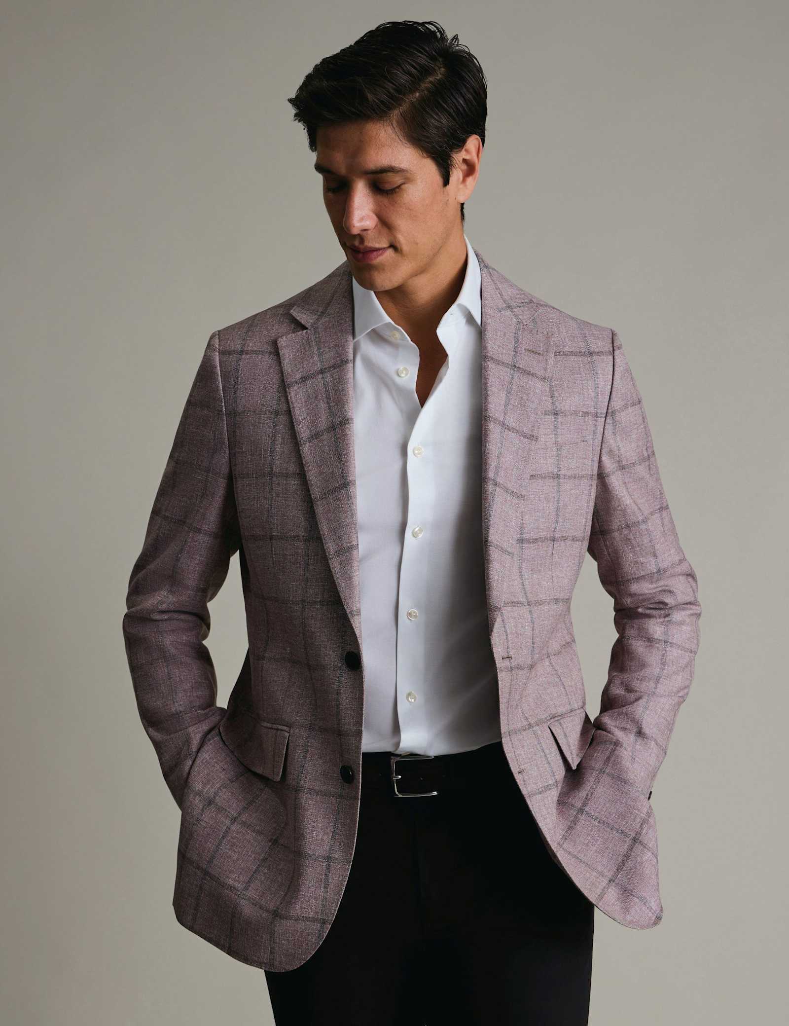 Slim Fit Wool Blend Check Suit Jacket - image 1