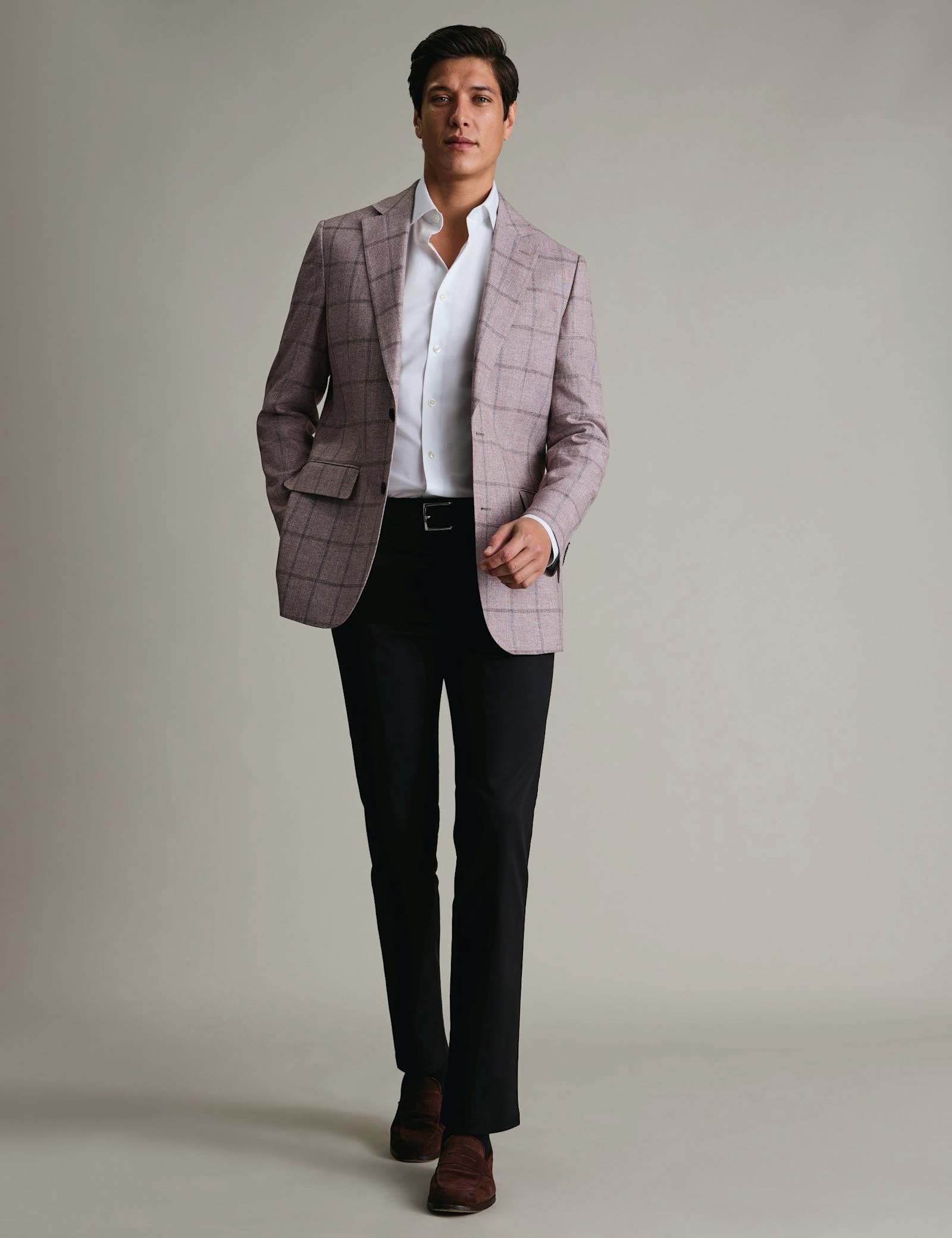 Slim Fit Wool Blend Check Suit Jacket - image 5