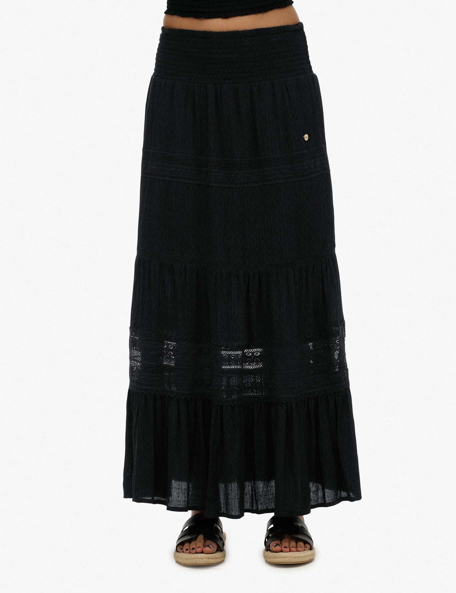 Lace Detail Maxi Tiered Skirt - image 3