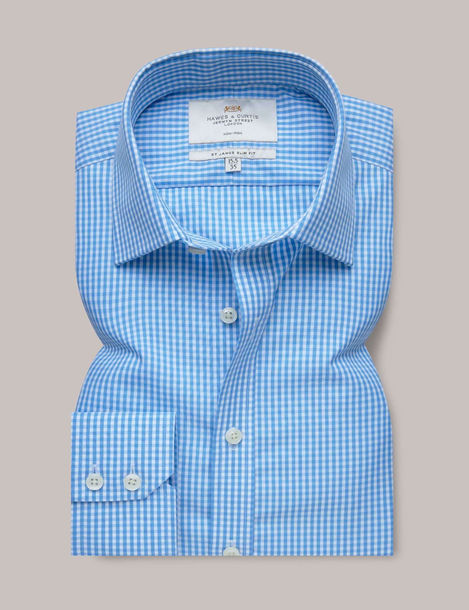 Slim Fit Non Iron Pure Cotton Gingham Shirt - image 3