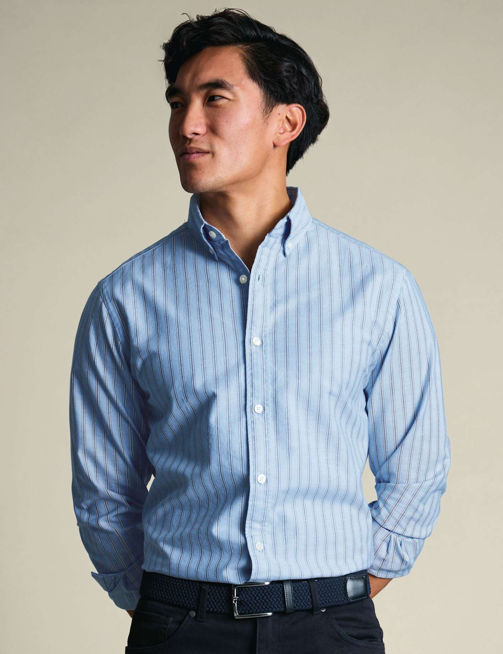 Slim Fit Pure Cotton Striped Oxford Shirt - image 2