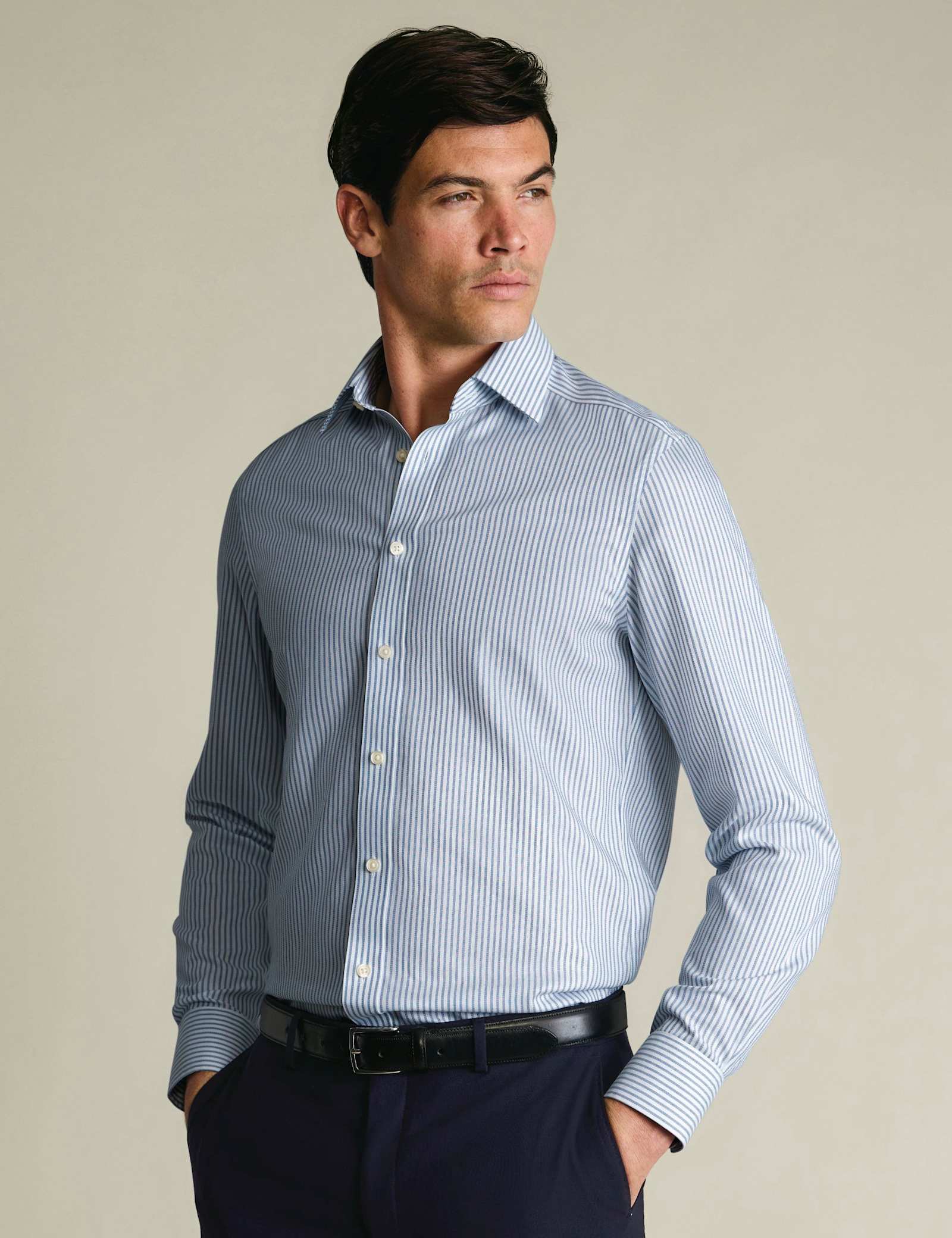 Slim Fit Non Iron Pure Cotton Striped Shirt - image 2
