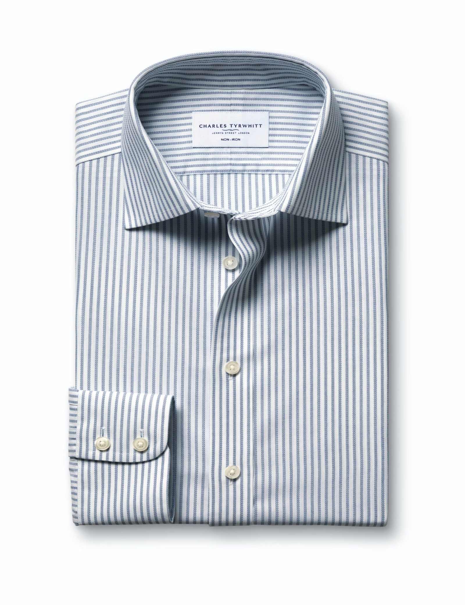 Slim Fit Non Iron Pure Cotton Striped Shirt - image 1