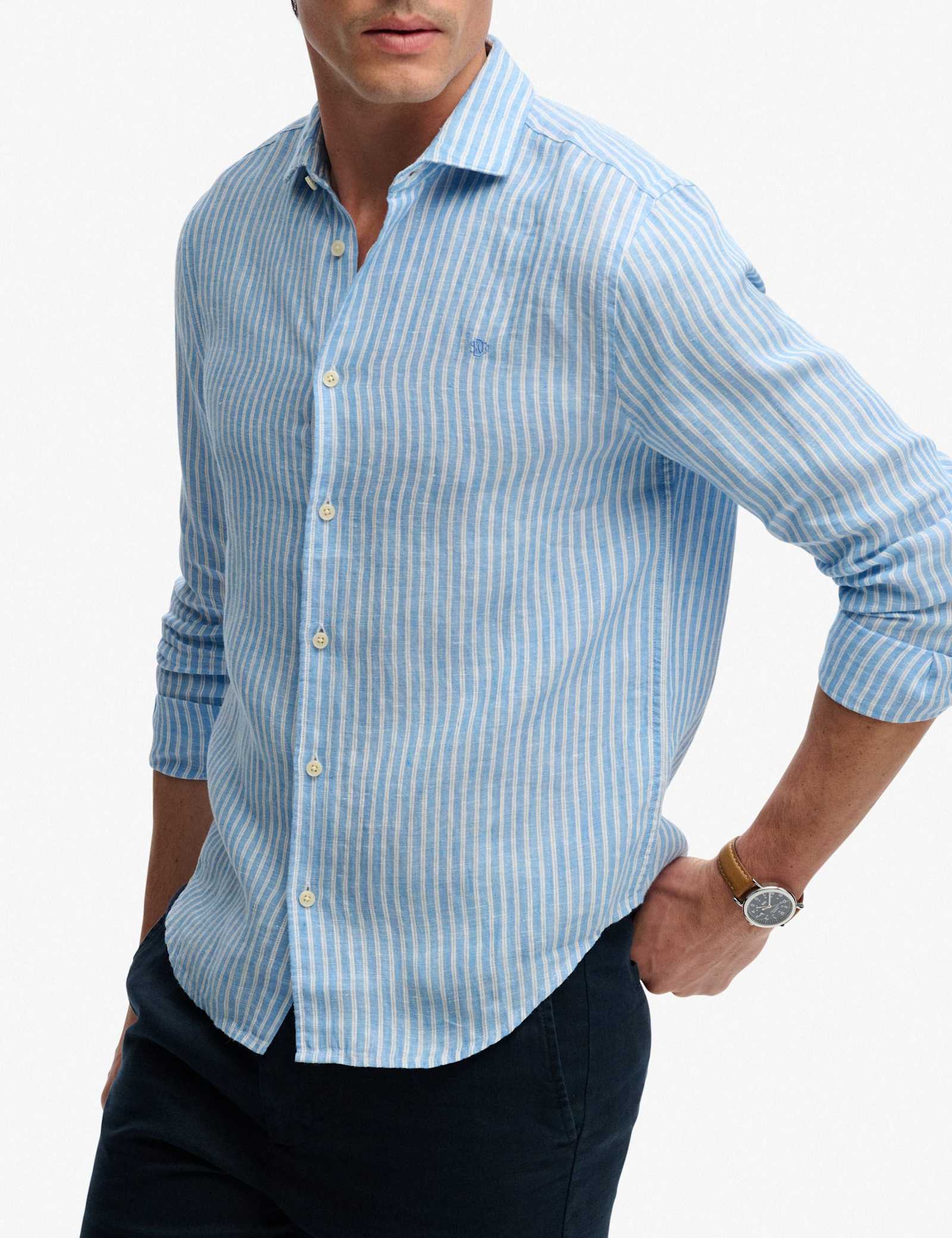 Relaxed Fit Striped Pure Linen Shirt - image 3