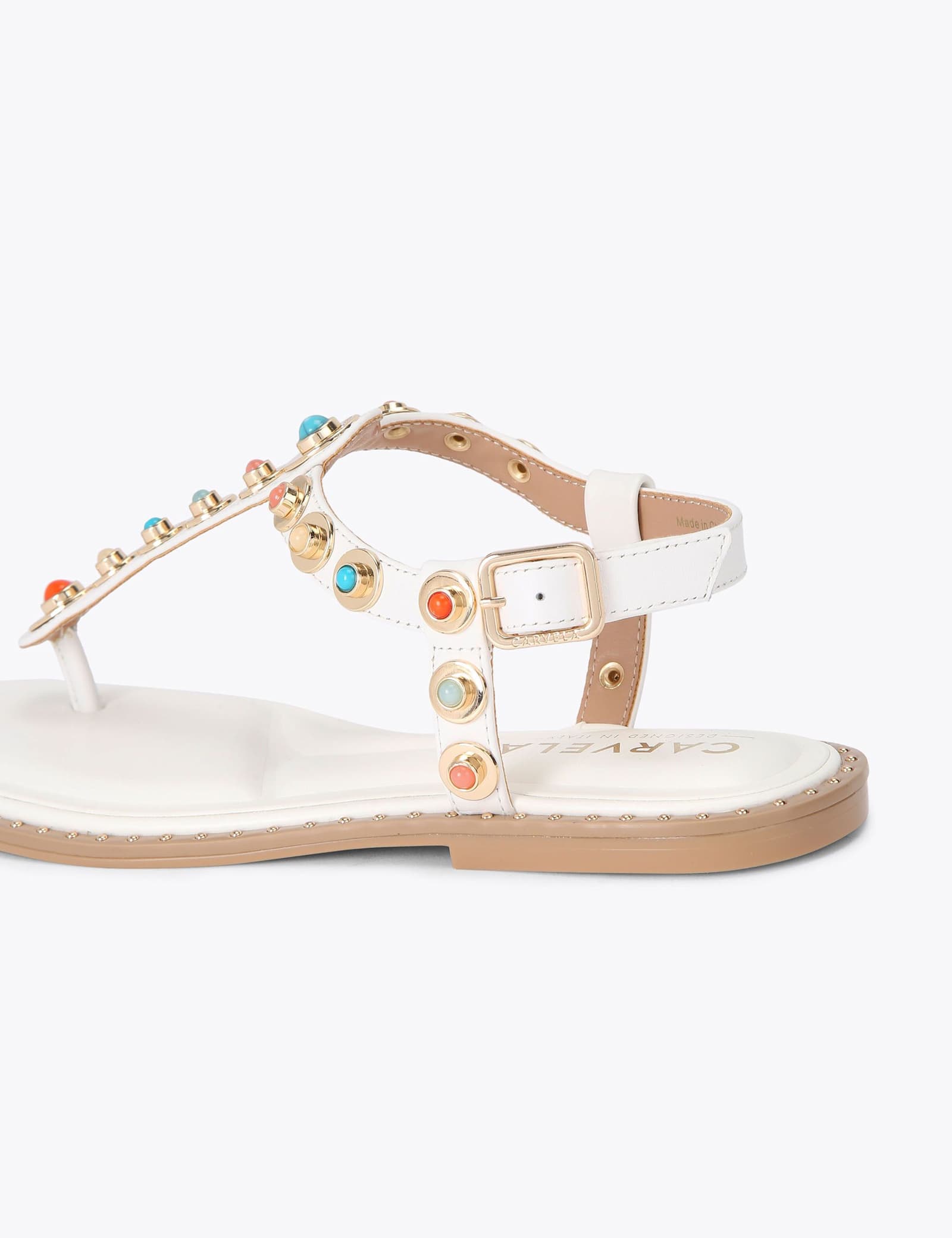 Leather Embellished T-Bar Gladiator Sandals - image 2
