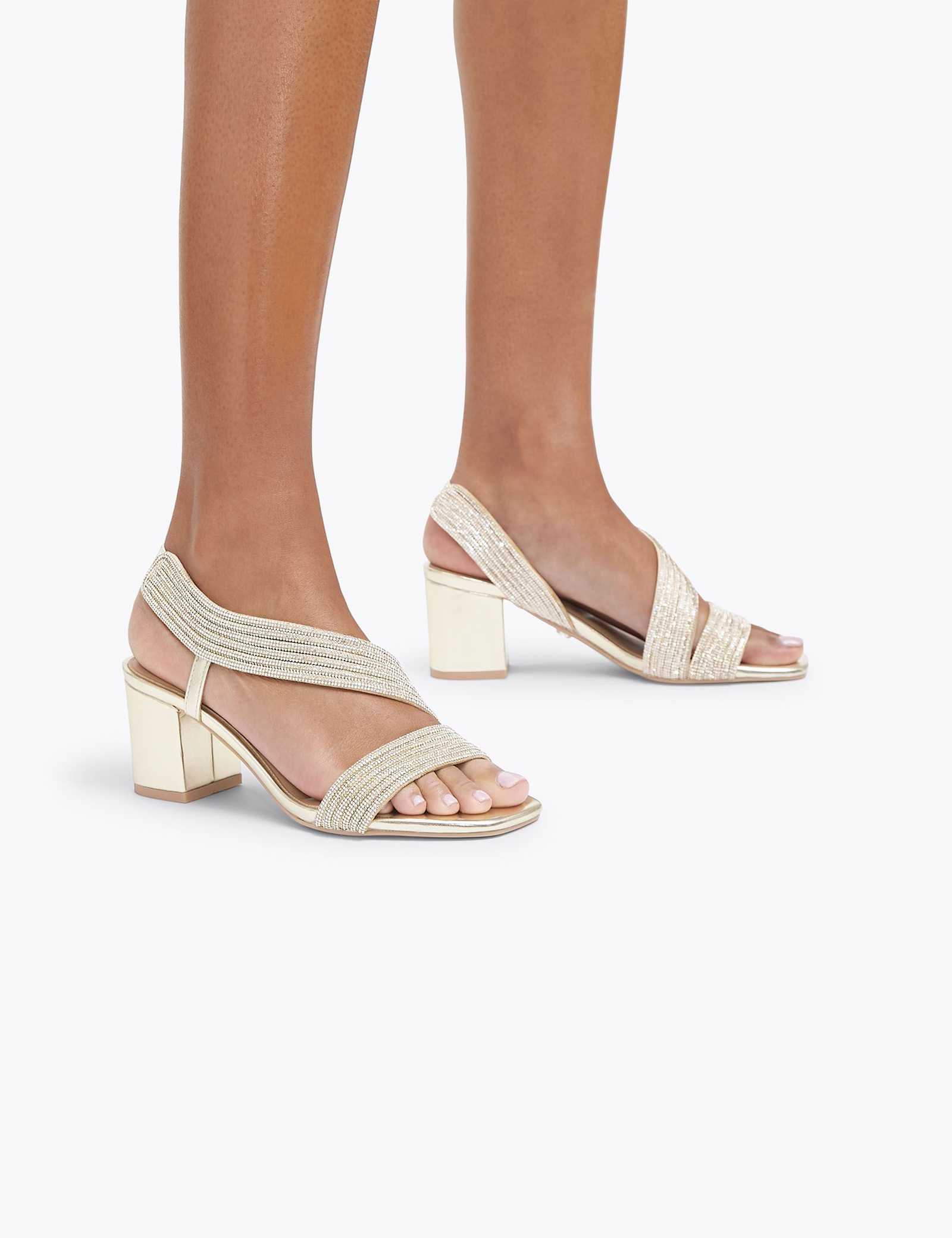 Metallic Embellished Block Heels - image 4