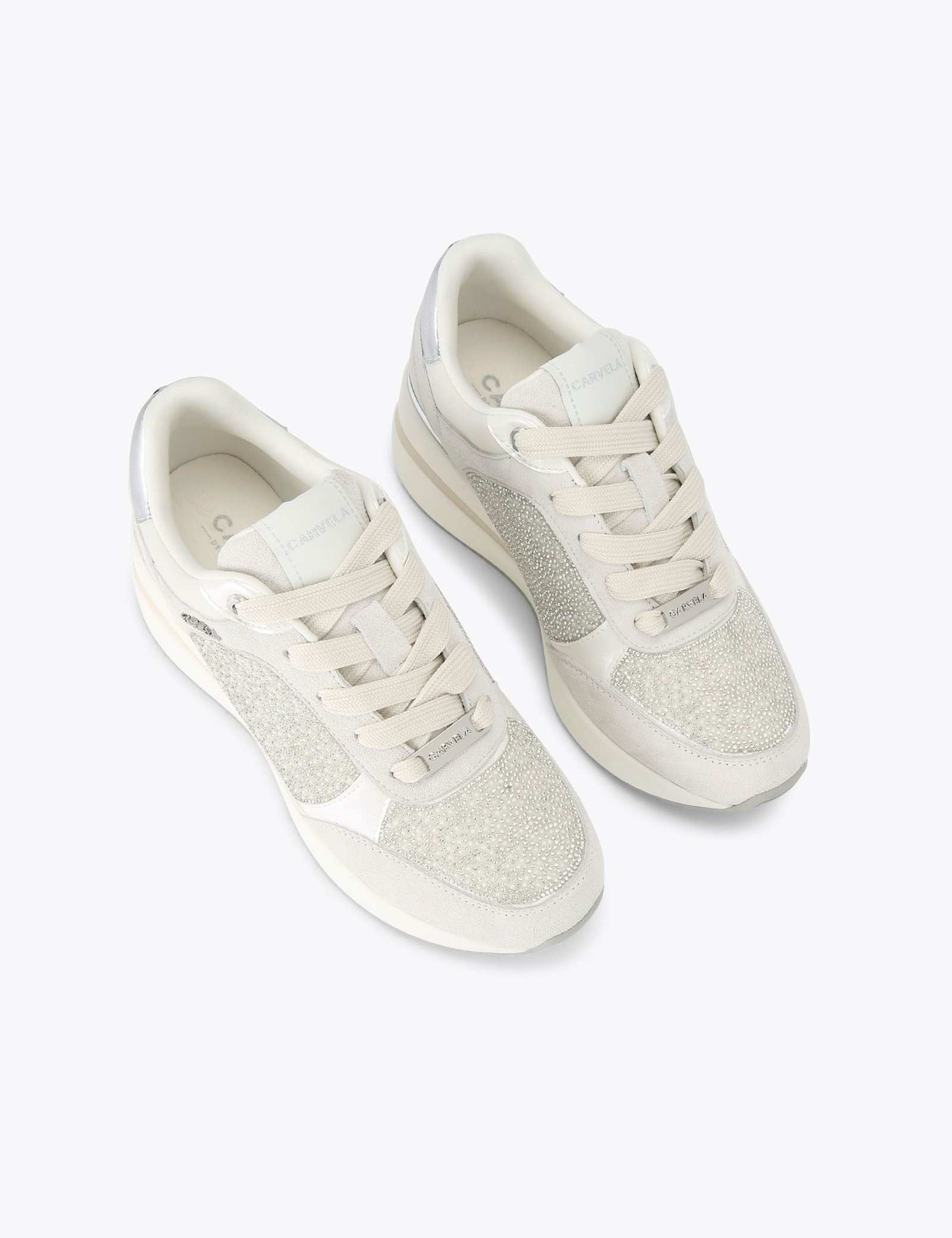 Lace Up Sparkle Embellished Wedge Trainers - image 4