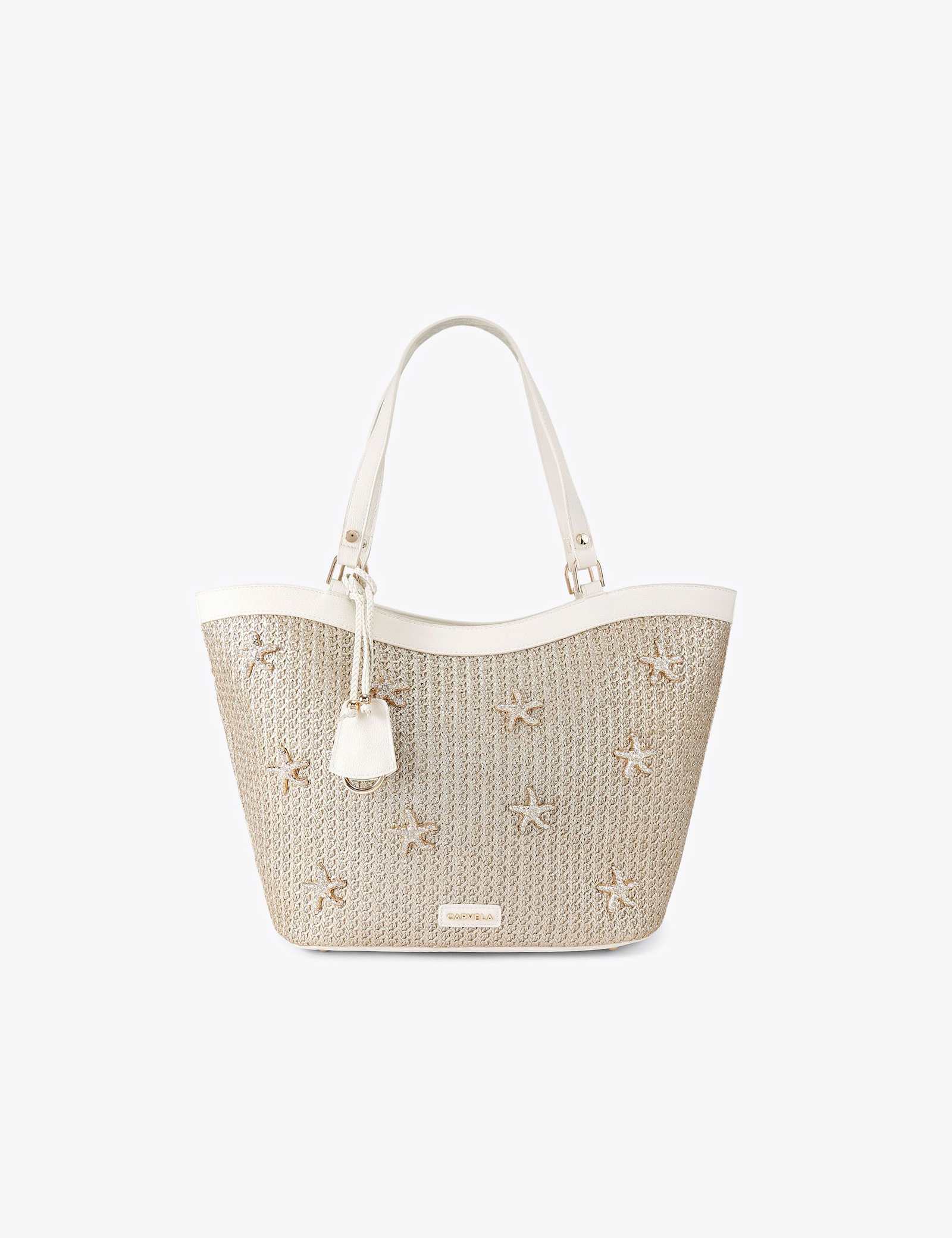 Raffia Metallic Starfish Tote Bag - image 1