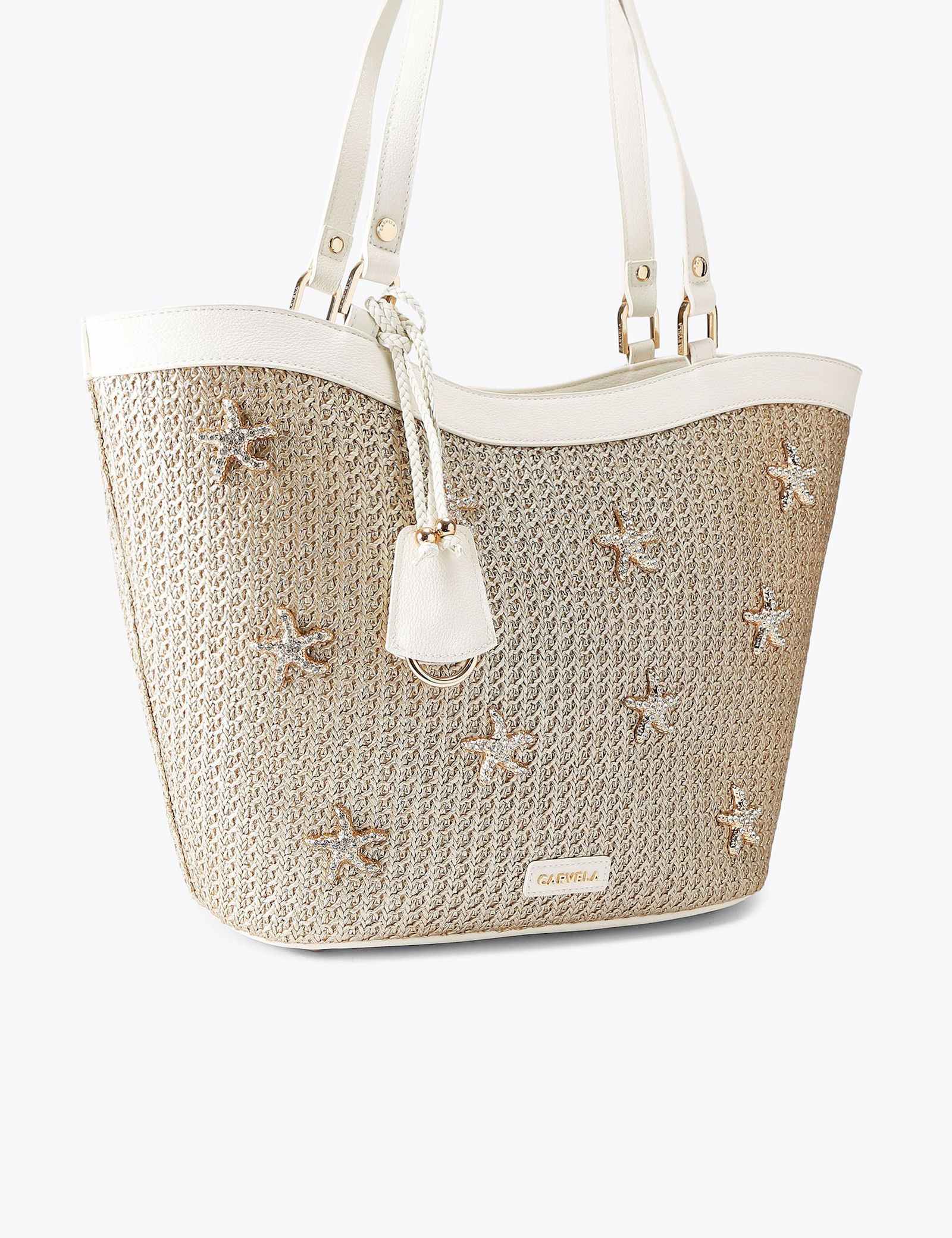 Raffia Metallic Starfish Tote Bag - image 4