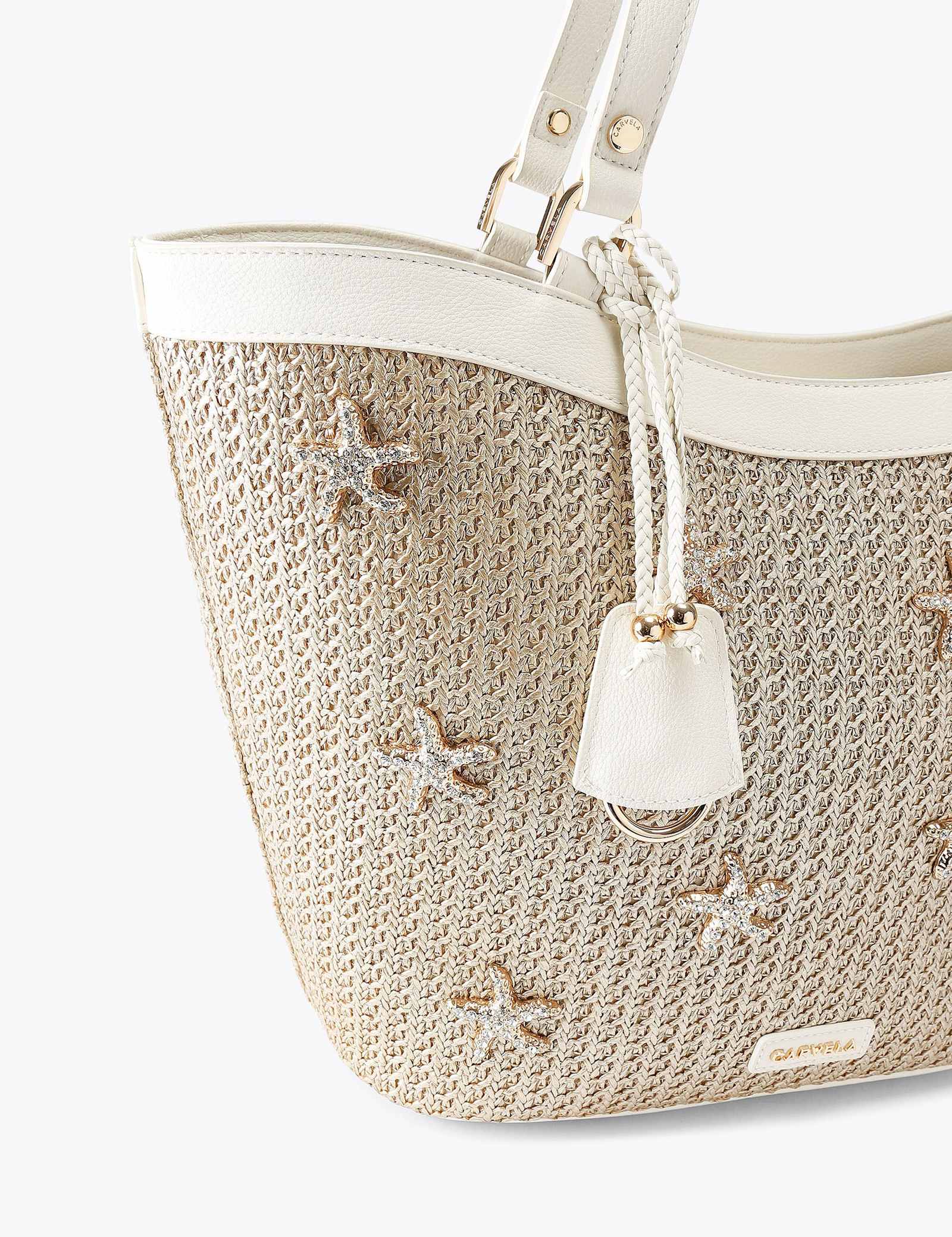 Raffia Metallic Starfish Tote Bag - image 2