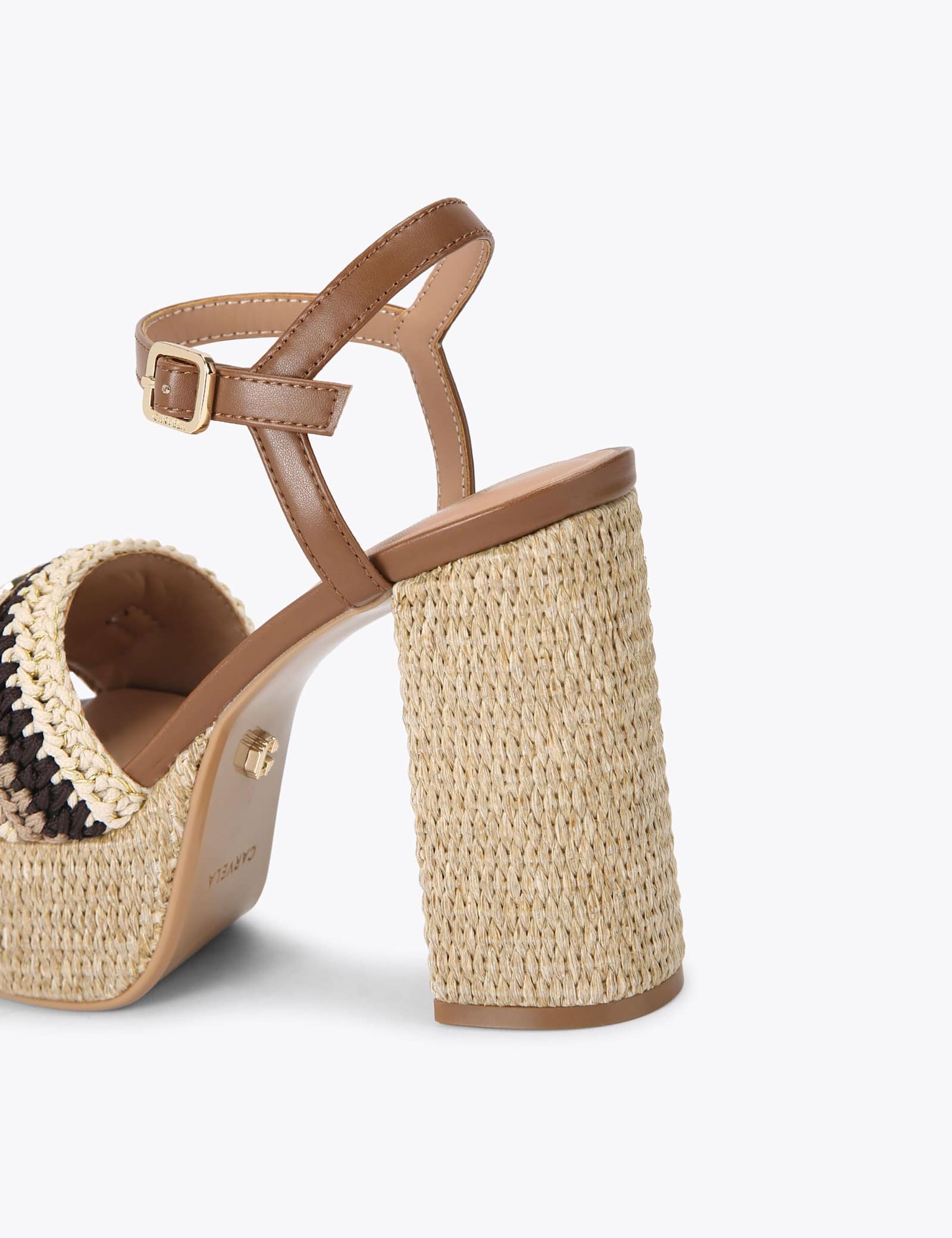 Ankle Strap Braided Raffia Platform Heels - image 2