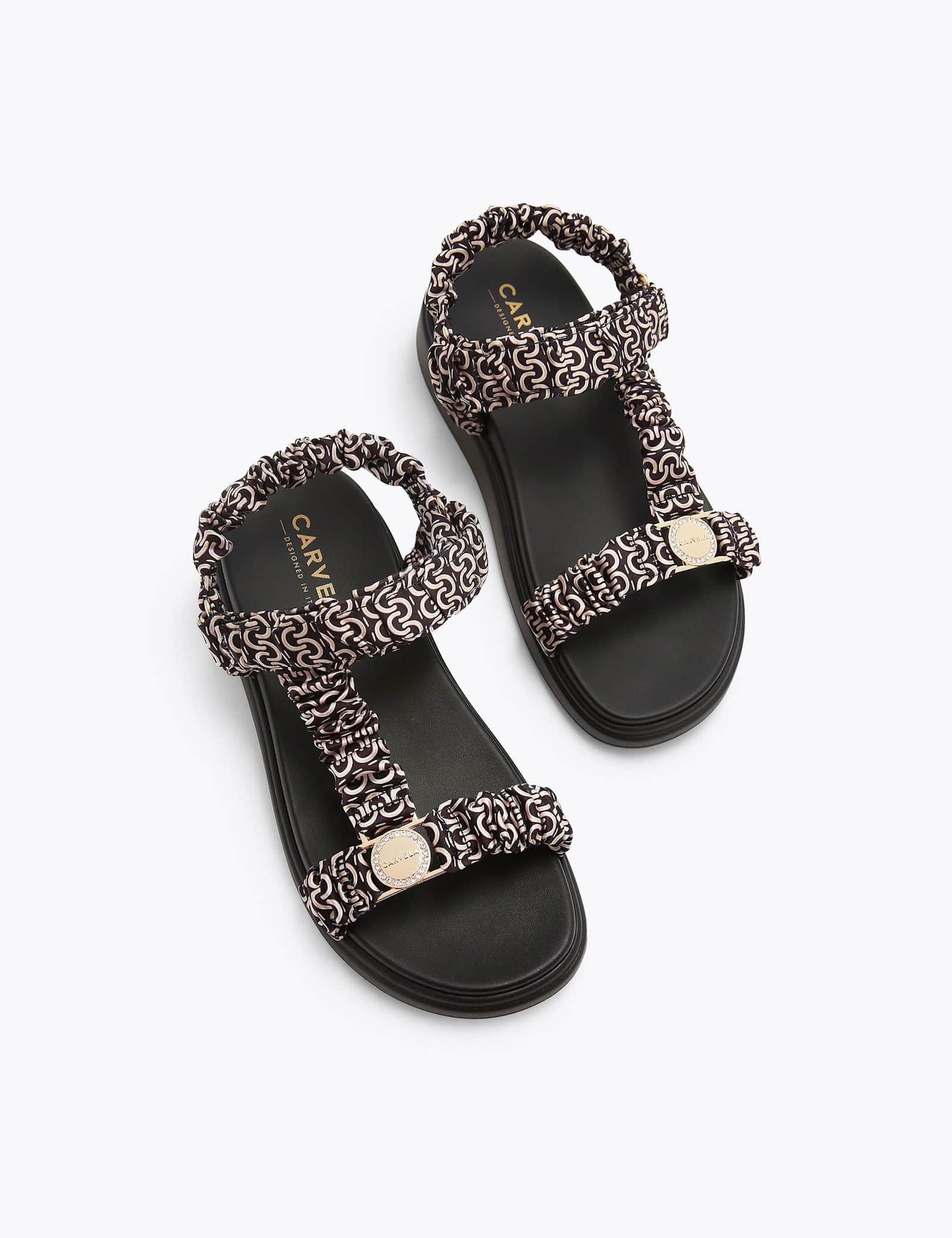 Satin Printed Flatform Sandals - image 4