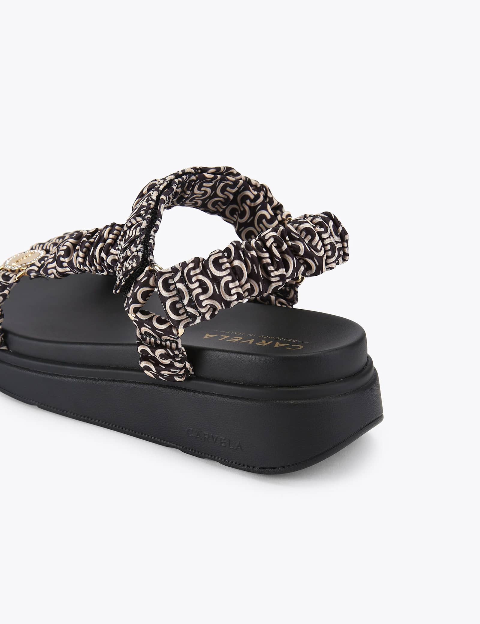 Satin Printed Flatform Sandals - image 2