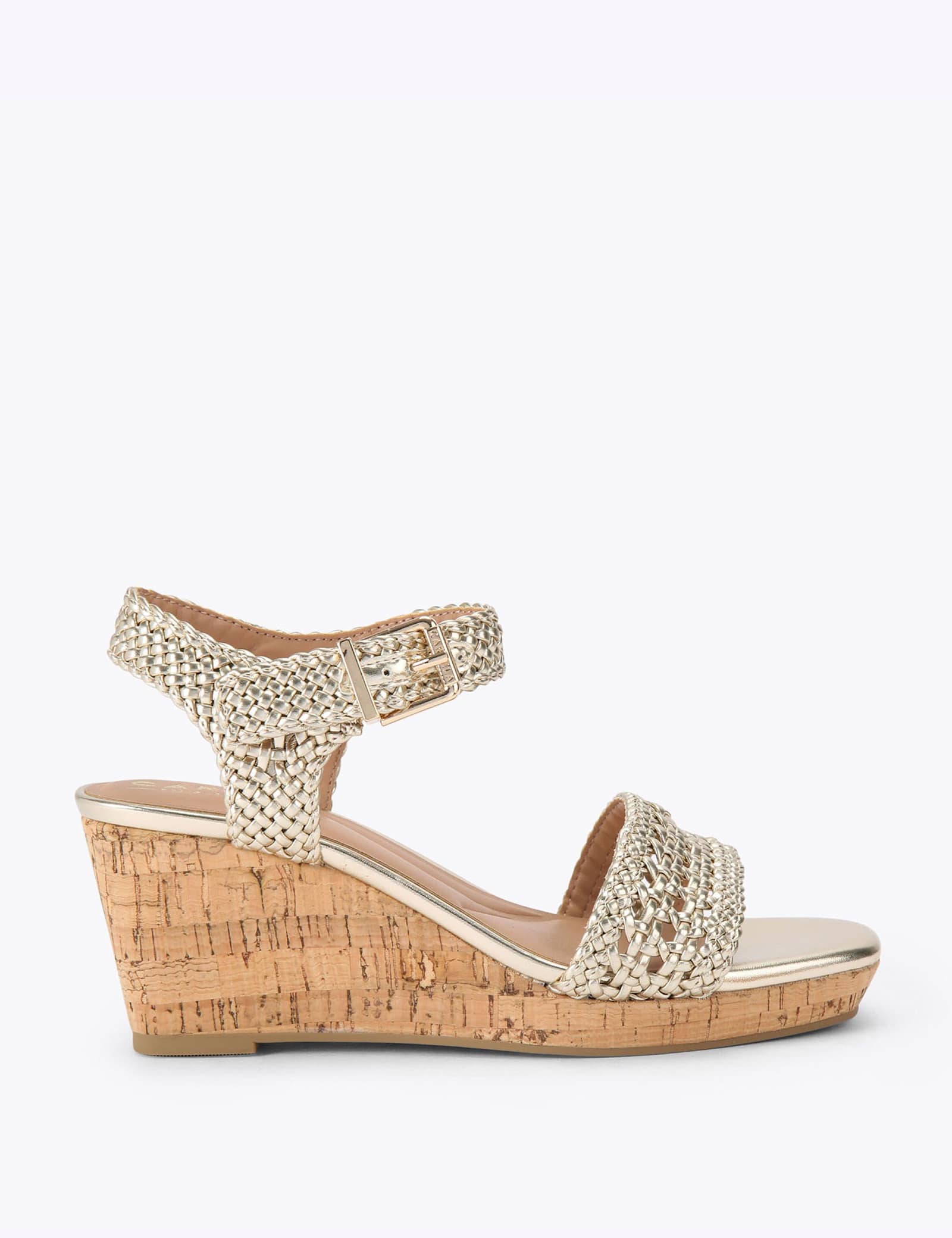 Metallic Braided Ankle Strap Wedge Sandals - image 1