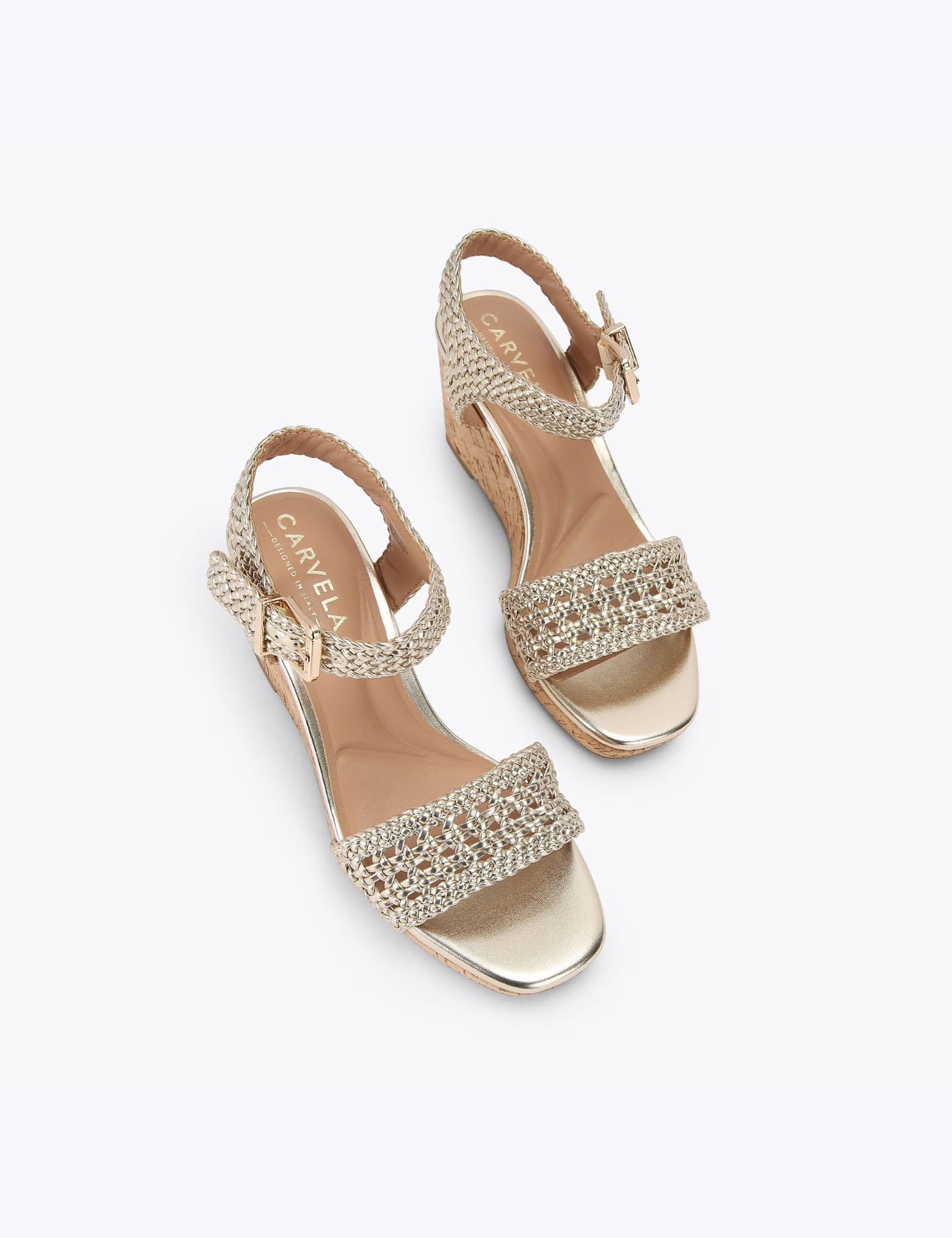 Metallic Braided Ankle Strap Wedge Sandals - image 5