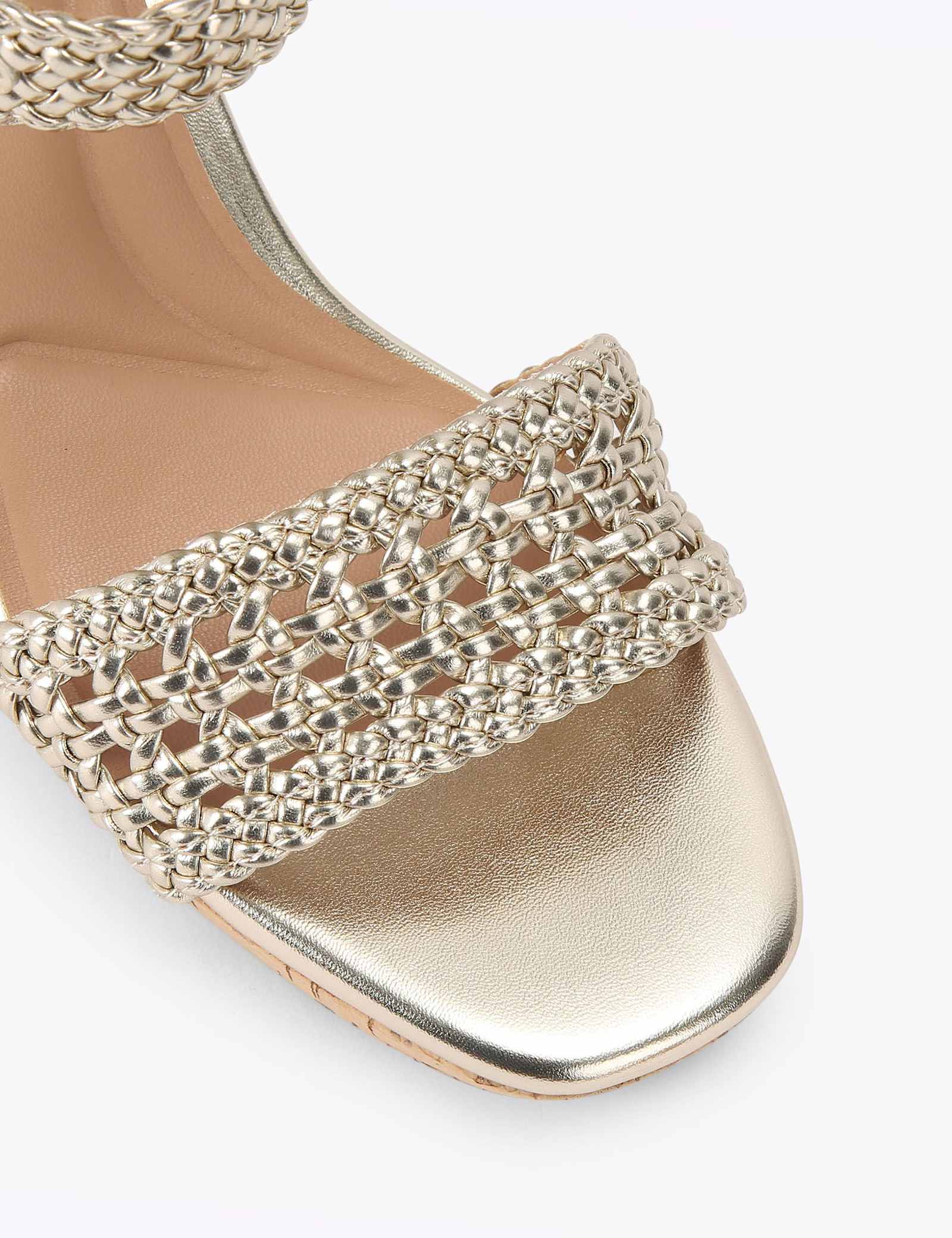 Metallic Braided Ankle Strap Wedge Sandals - image 3