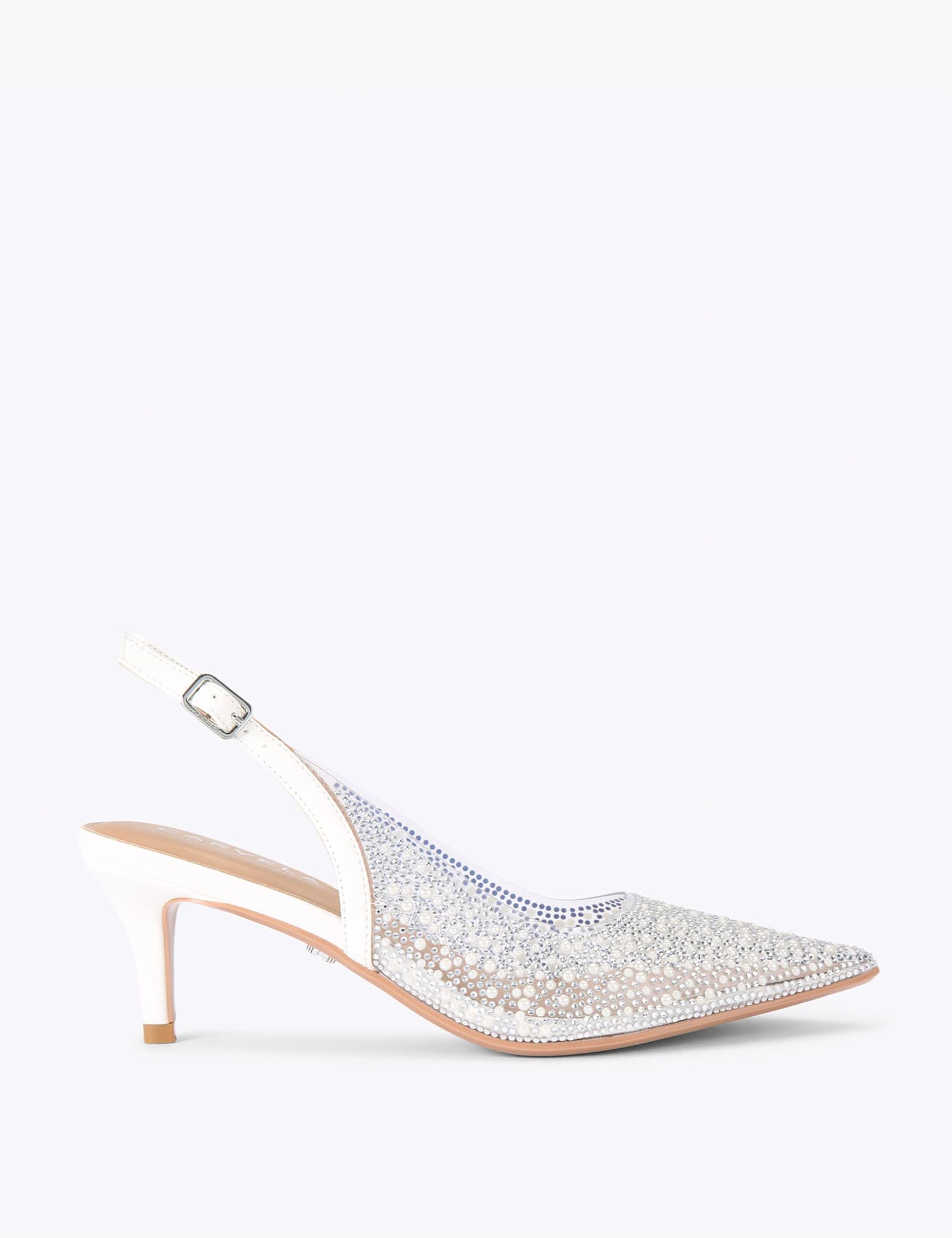 Embellished Buckle Strap Slingback Heels - image 1