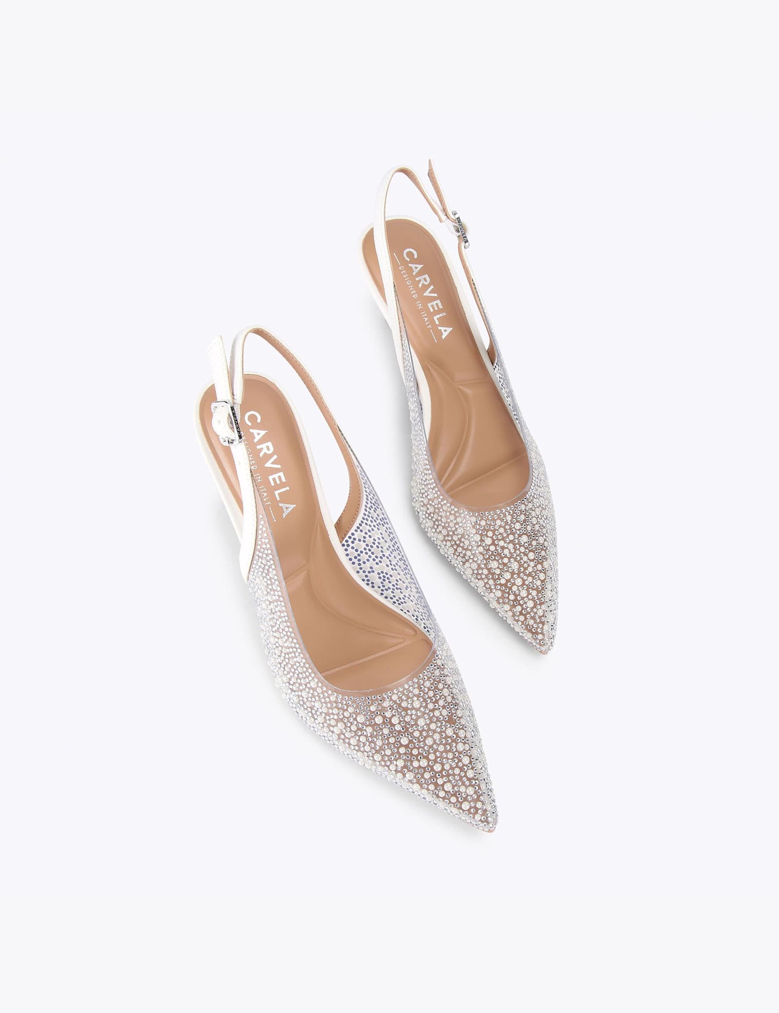 Embellished Buckle Strap Slingback Heels - image 4