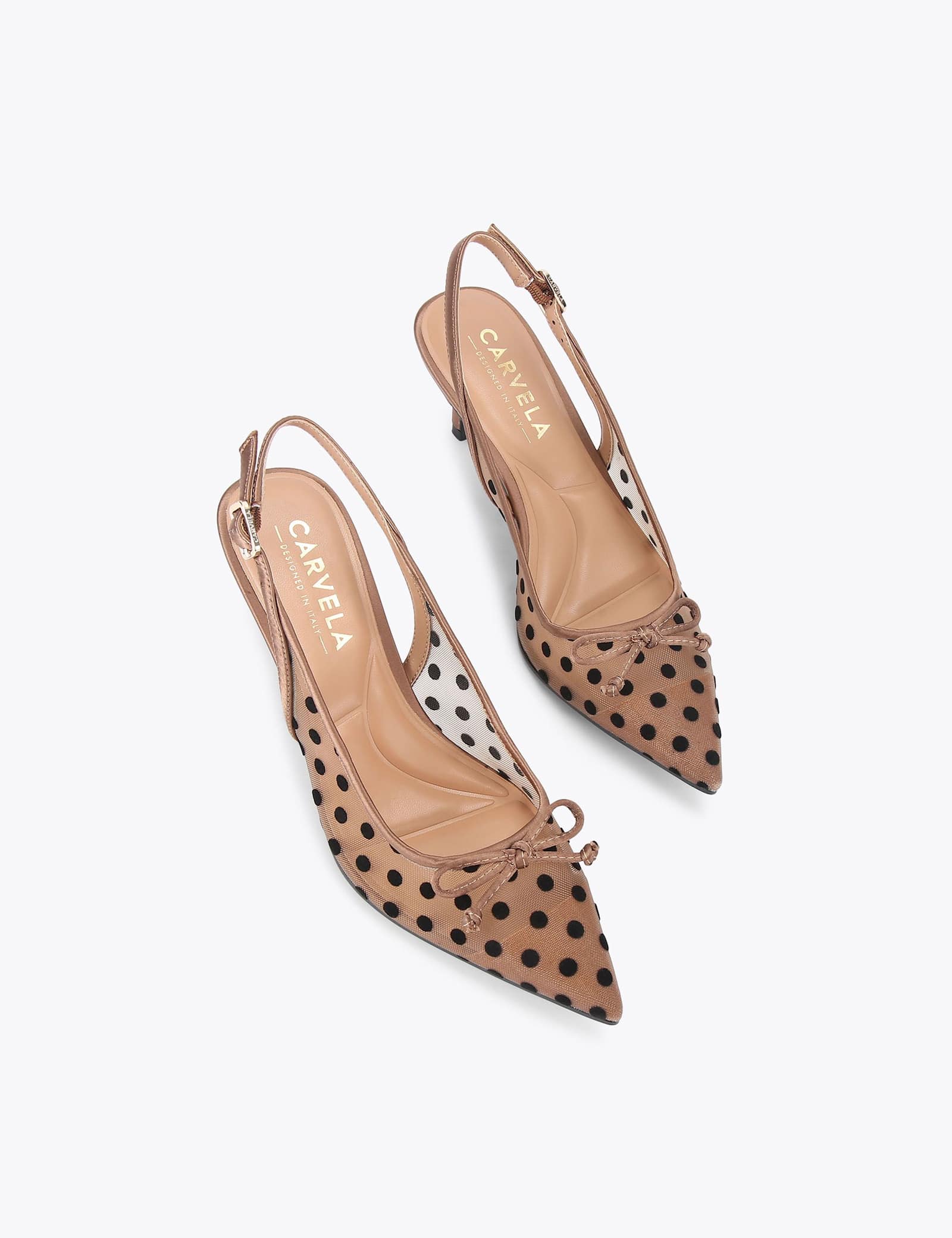 Polka Dot Mesh Stiletto Heel Slingback Shoes - image 5