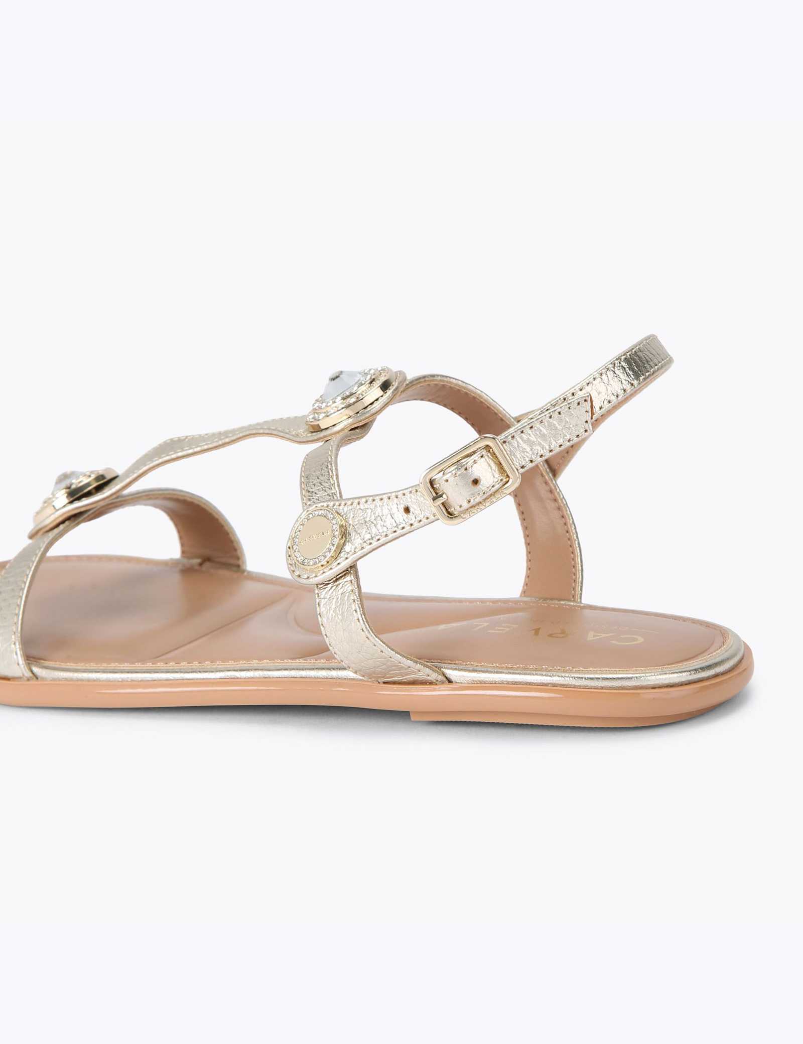 Wide Fit Leather Metallic Flat Sandals - image 5