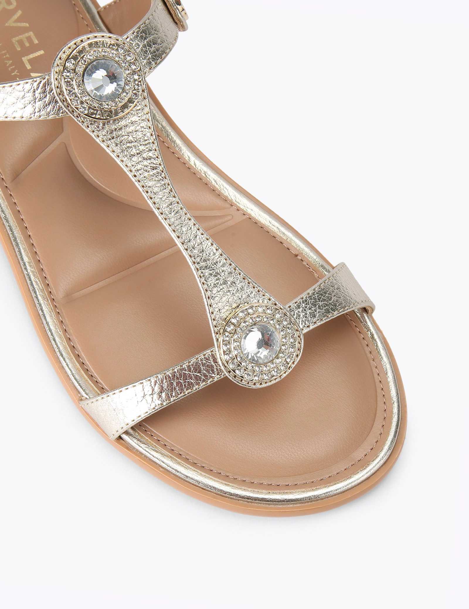 Wide Fit Leather Metallic Flat Sandals - image 4