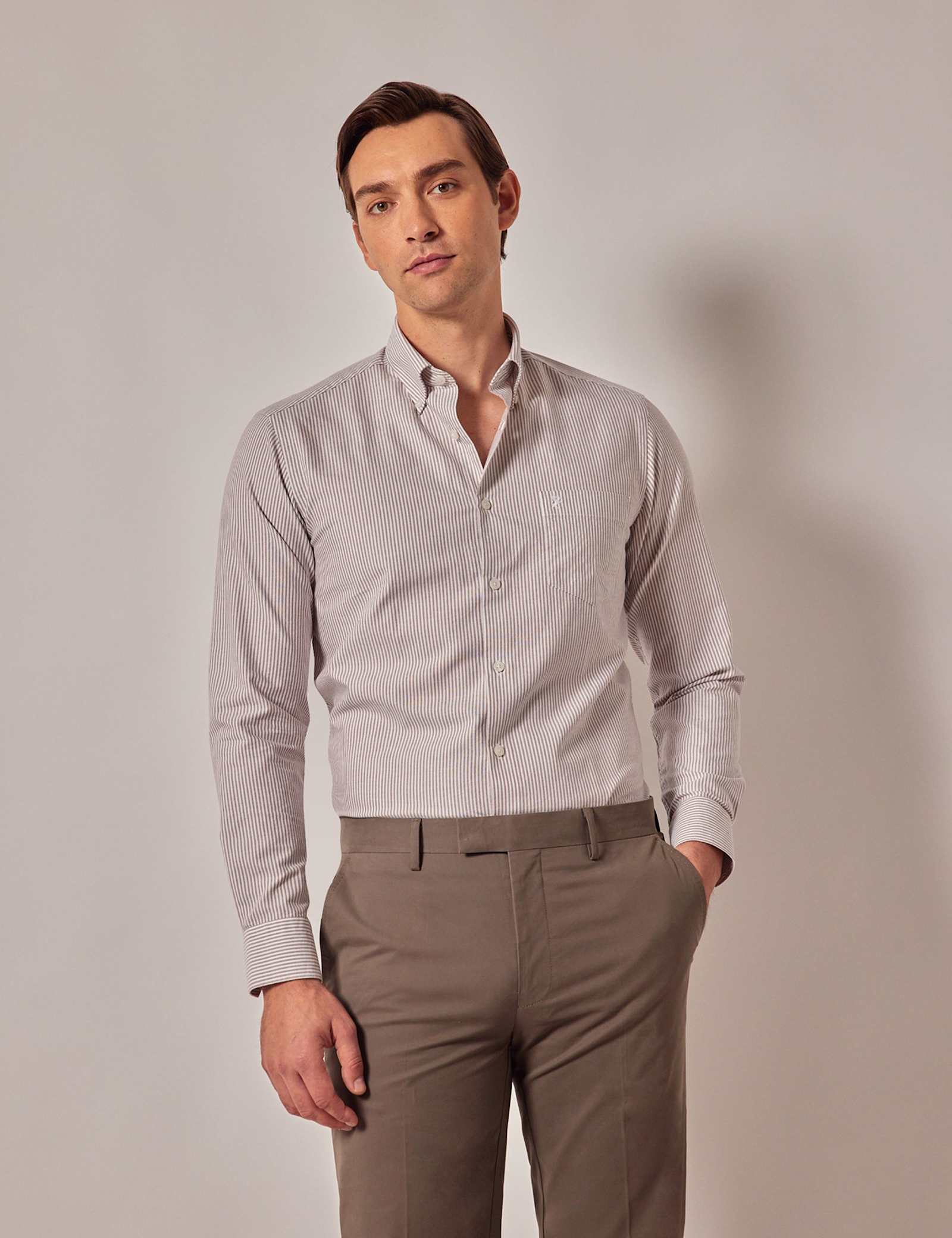 Regular Fit Pure Cotton Striped Oxford Shirt - image 1