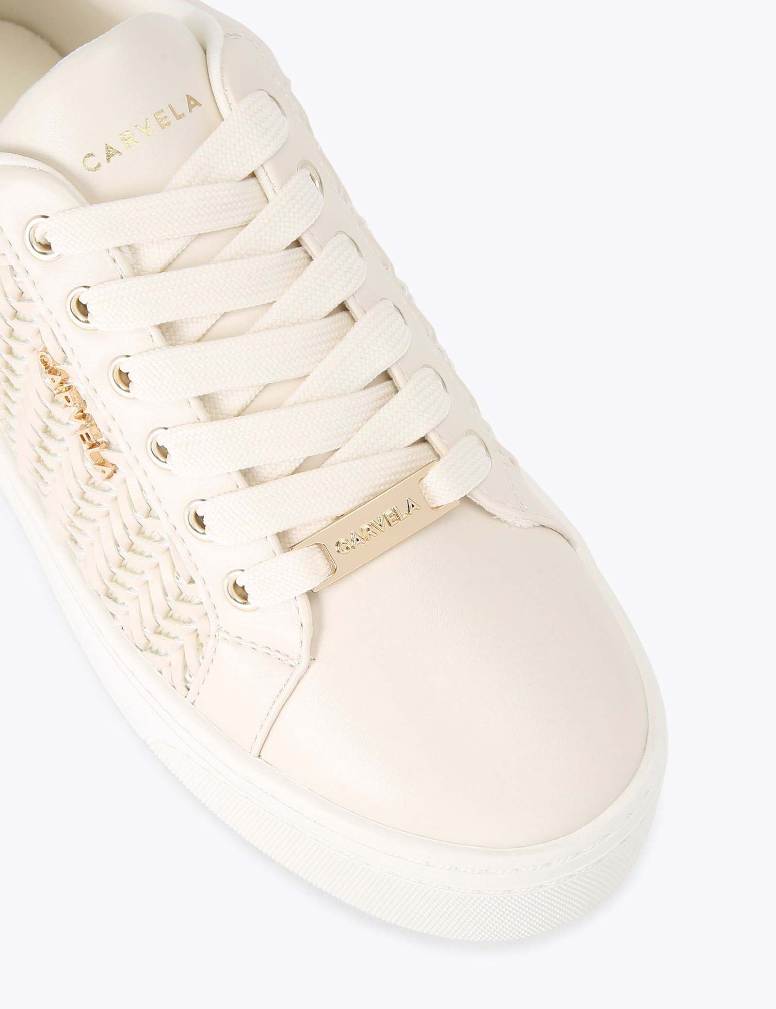 Lace Up Woven Side Detail Flatform Trainers - image 3