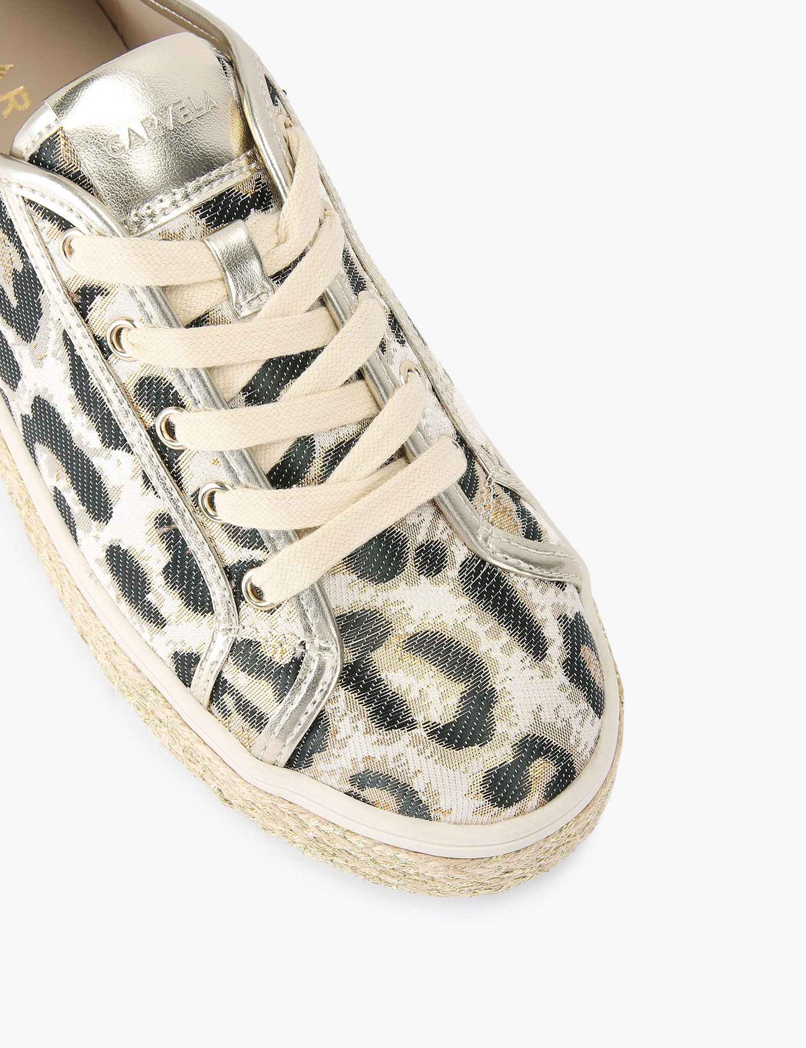 Leopard Print Metallic Lace Up Trainers - image 3