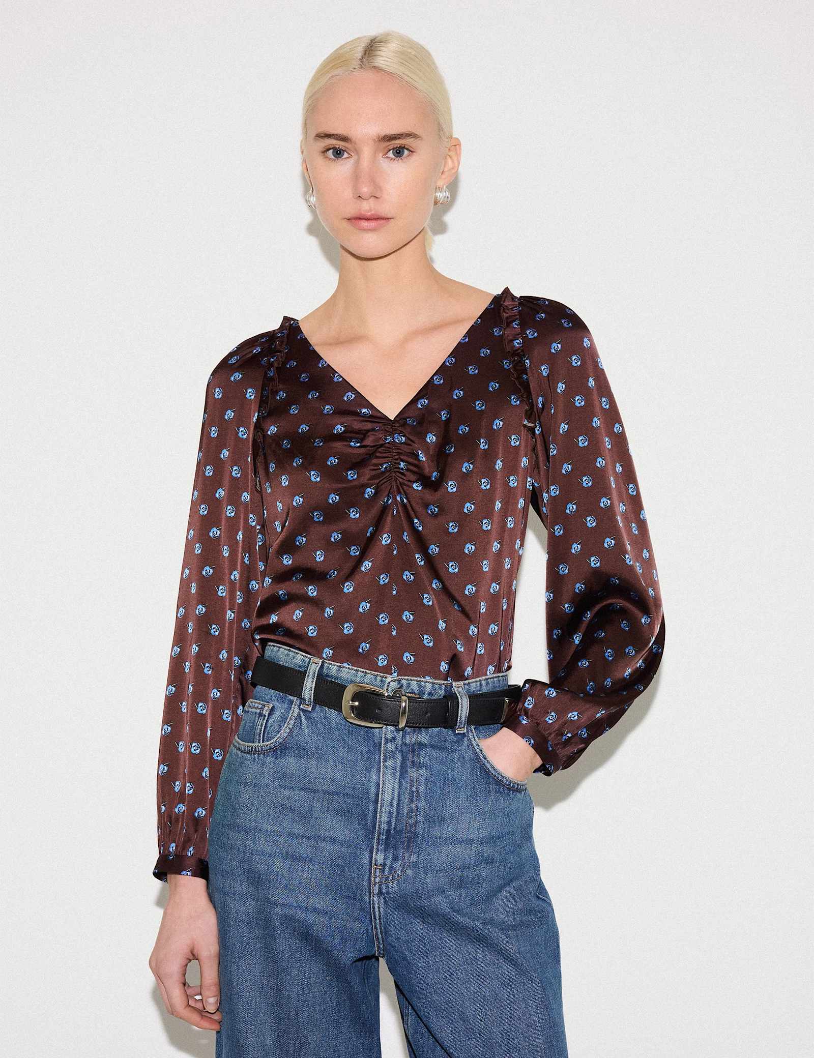 Floral V-Neck Blouse - image 4