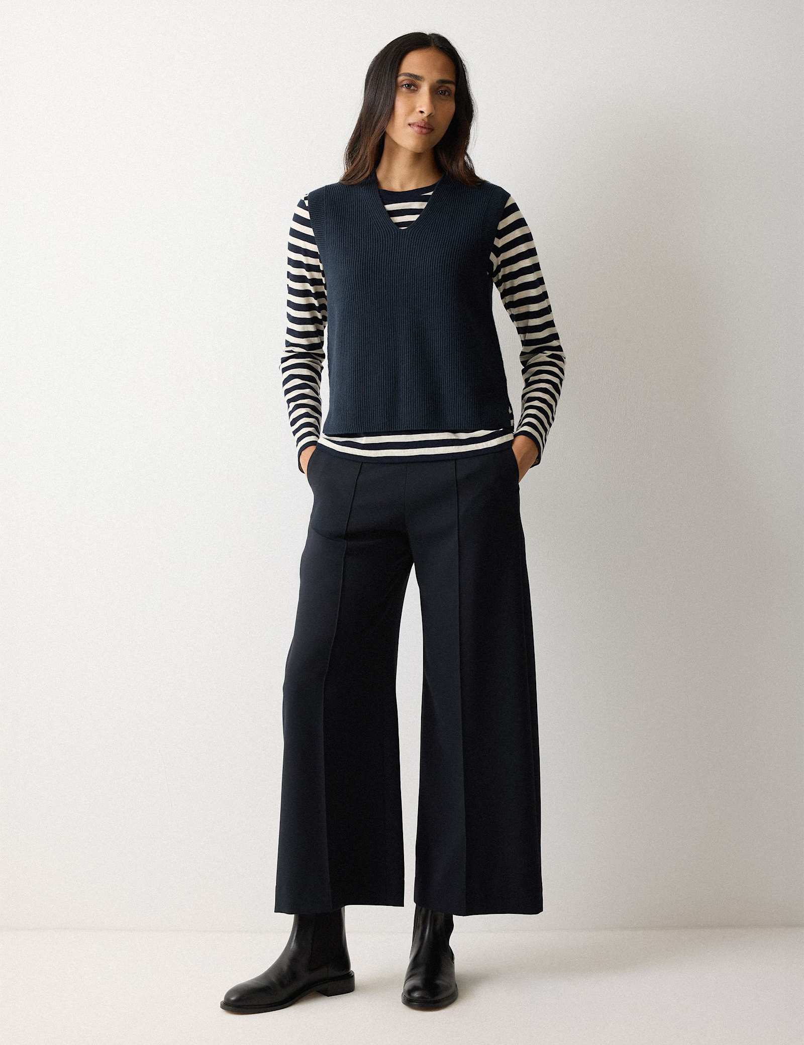 Crepe Wide Leg Ankle Grazer Trousers - image 1
