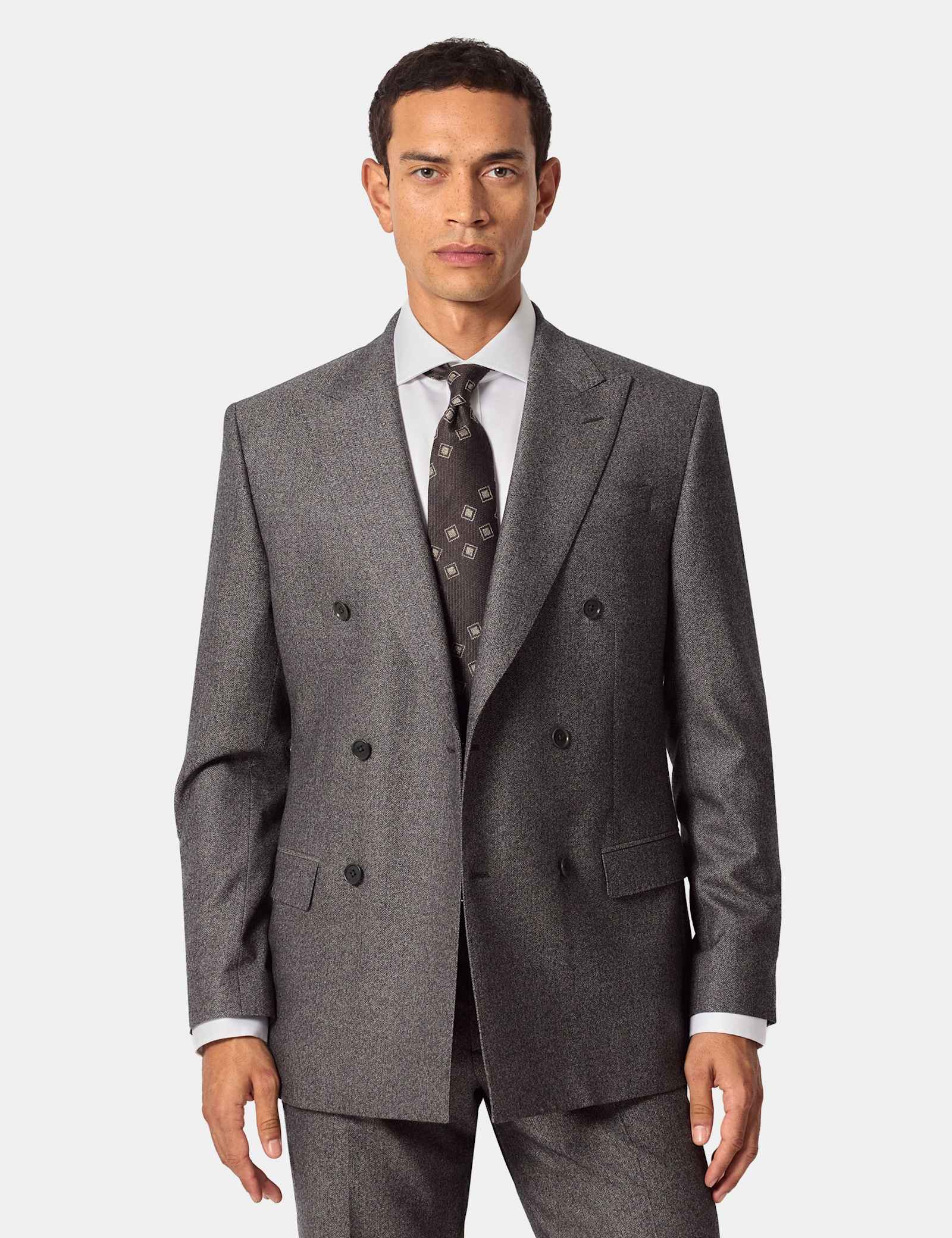 Pure Wool Herringbone Double Breasted Blazer - image 1