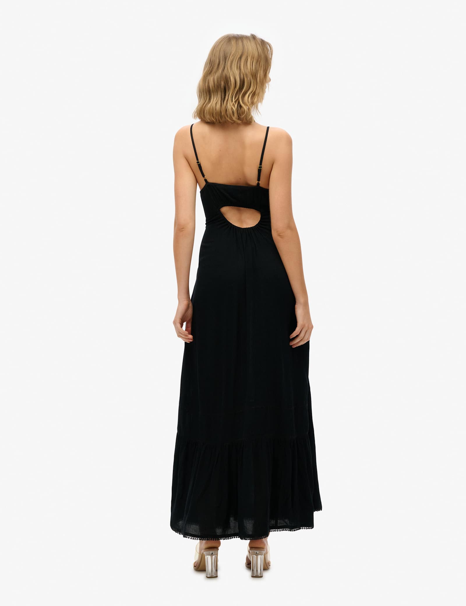 Textured Scoop Neck Strappy Maxi Slip Dress - image 5
