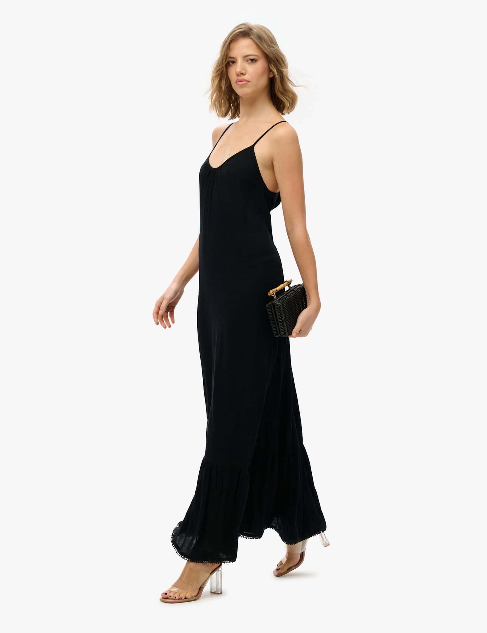 Textured Scoop Neck Strappy Maxi Slip Dress - image 4