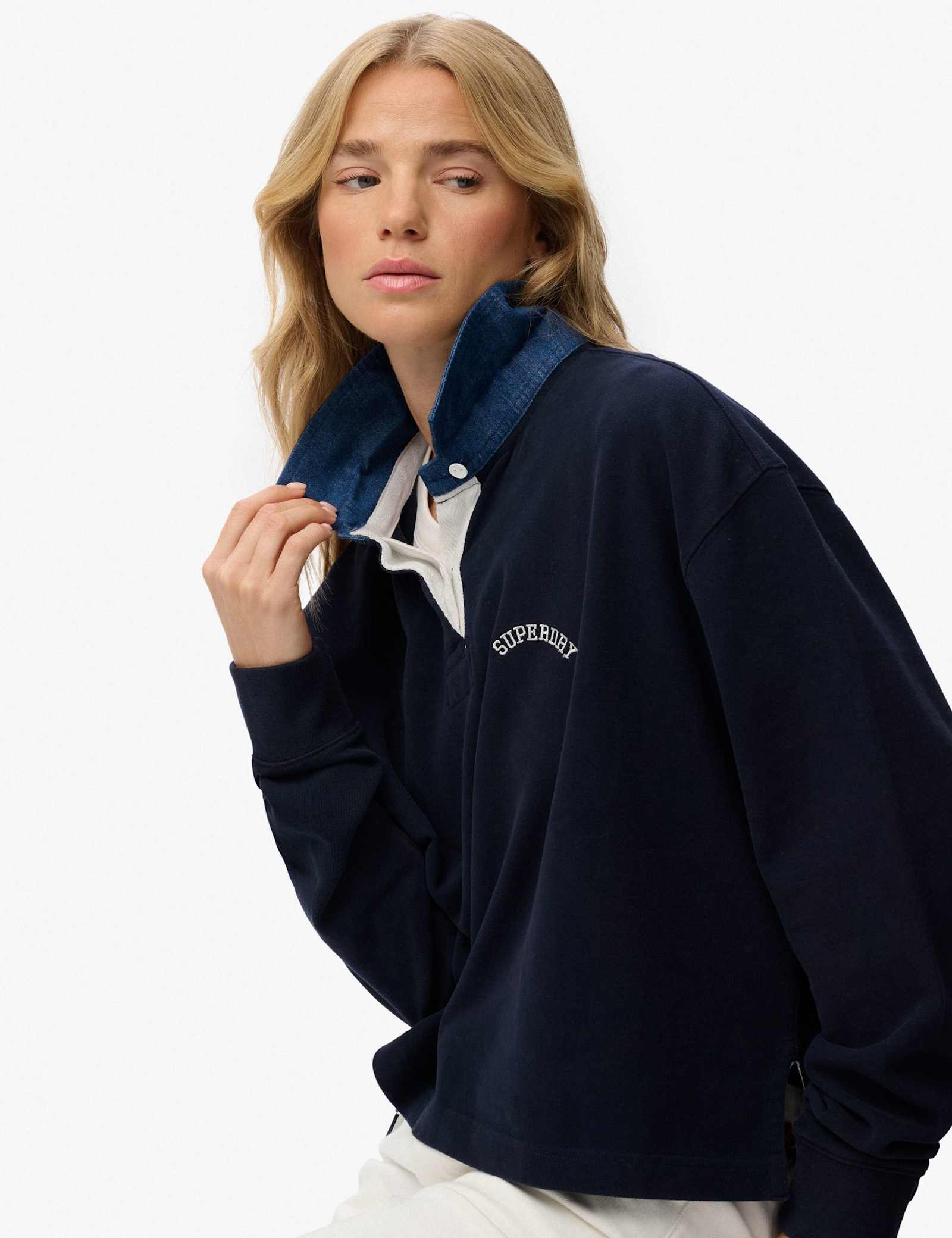 Pure Cotton Collared Oversized Rugby Shirt - image 5