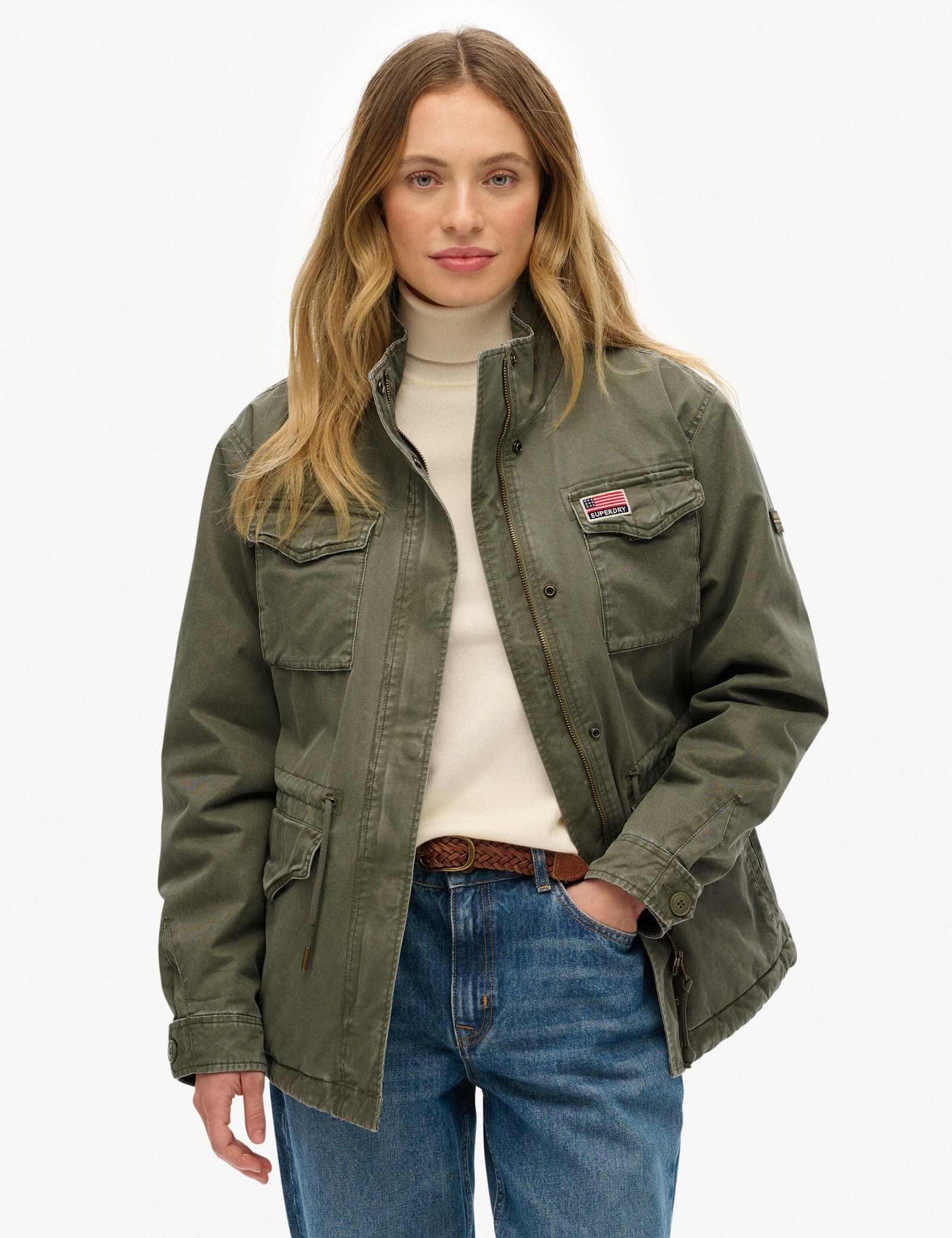 Cotton Rich Funnel Neck Utility Jacket - image 2