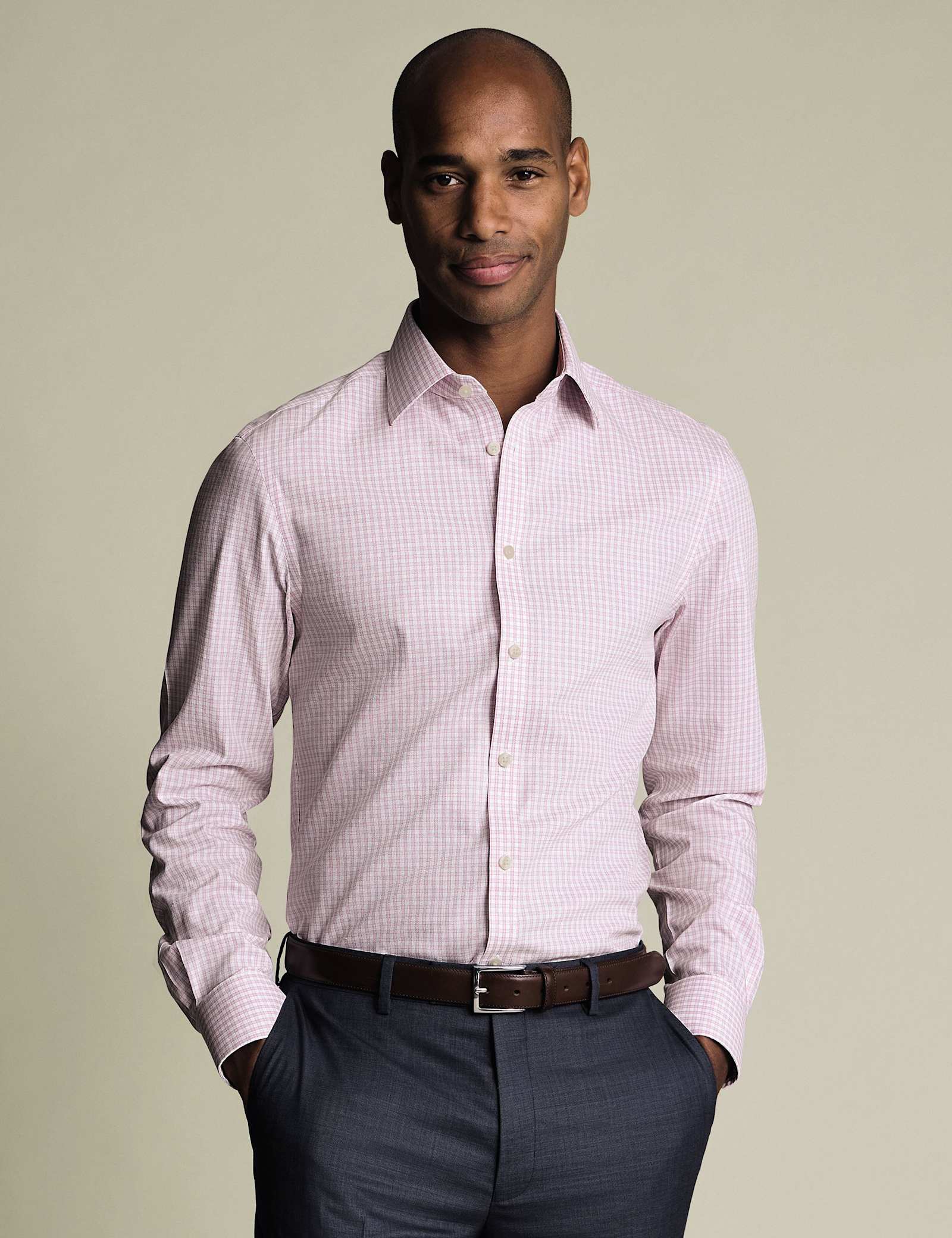 Non Iron Slim Fit Pure Cotton Check Oxford Shirt - image 3