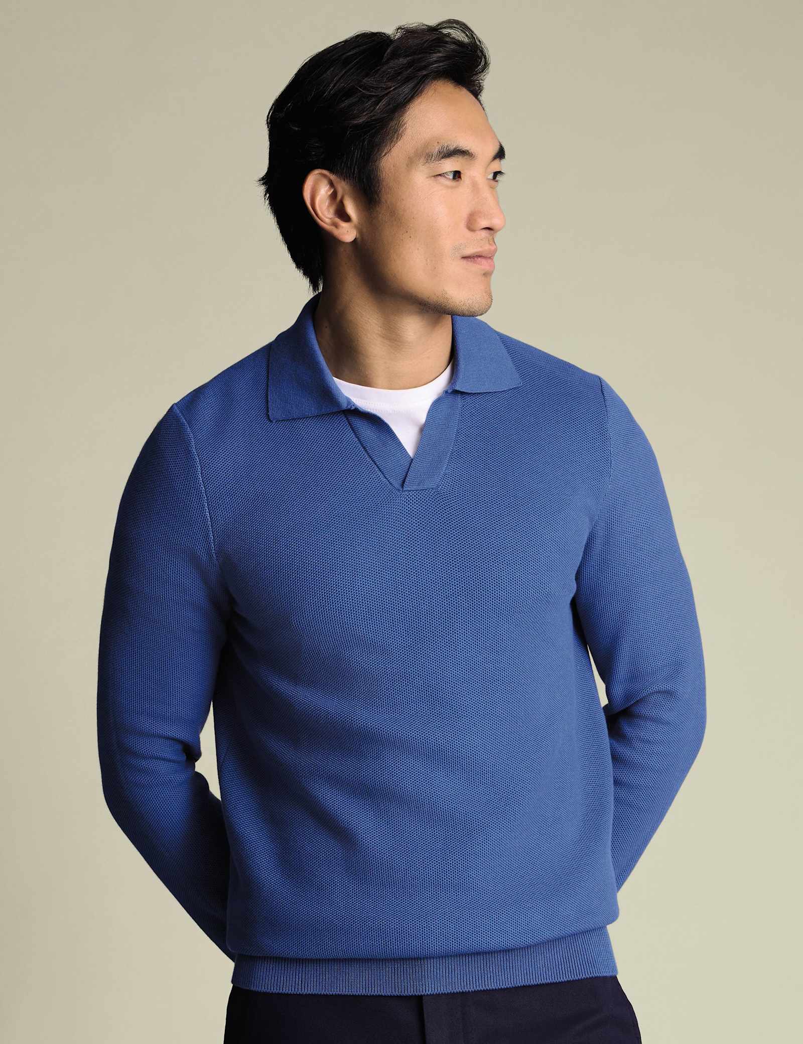 Pure Cotton Textured Collared Neck Jumper - image 3