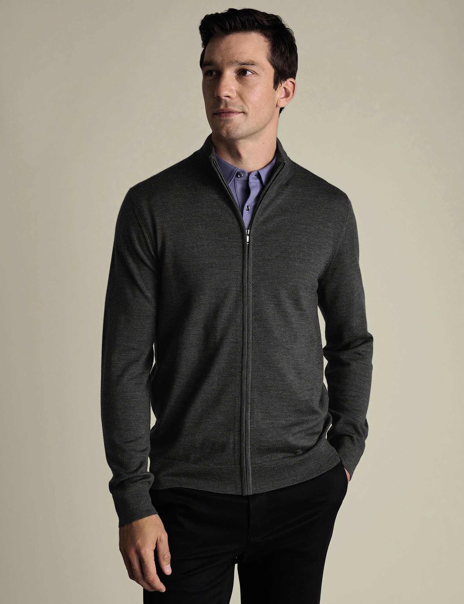 Pure Wool Funnel Neck Zip Up Jumper - image 2