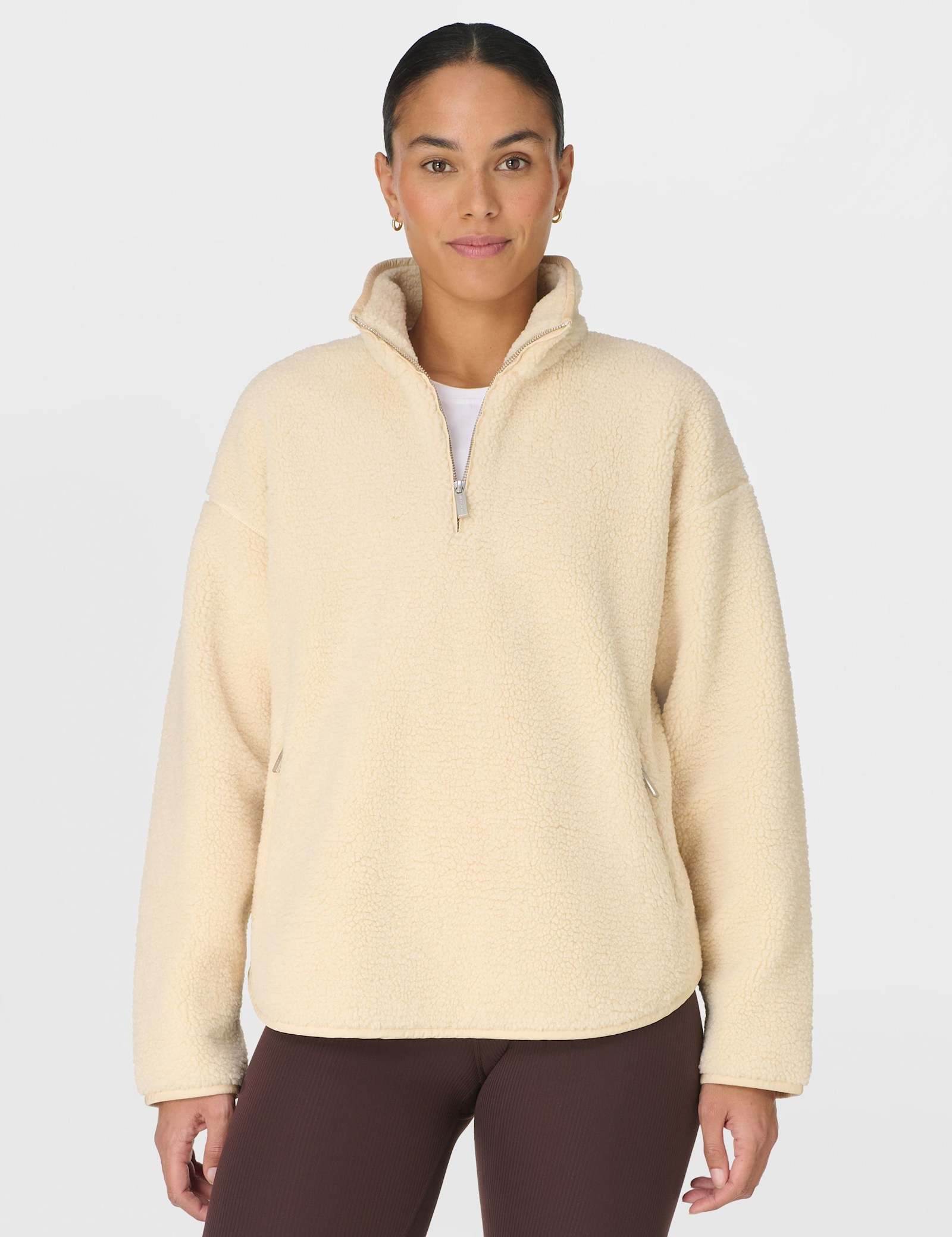 Plush Half Zip Funnel Neck Fleece Jacket - image 2