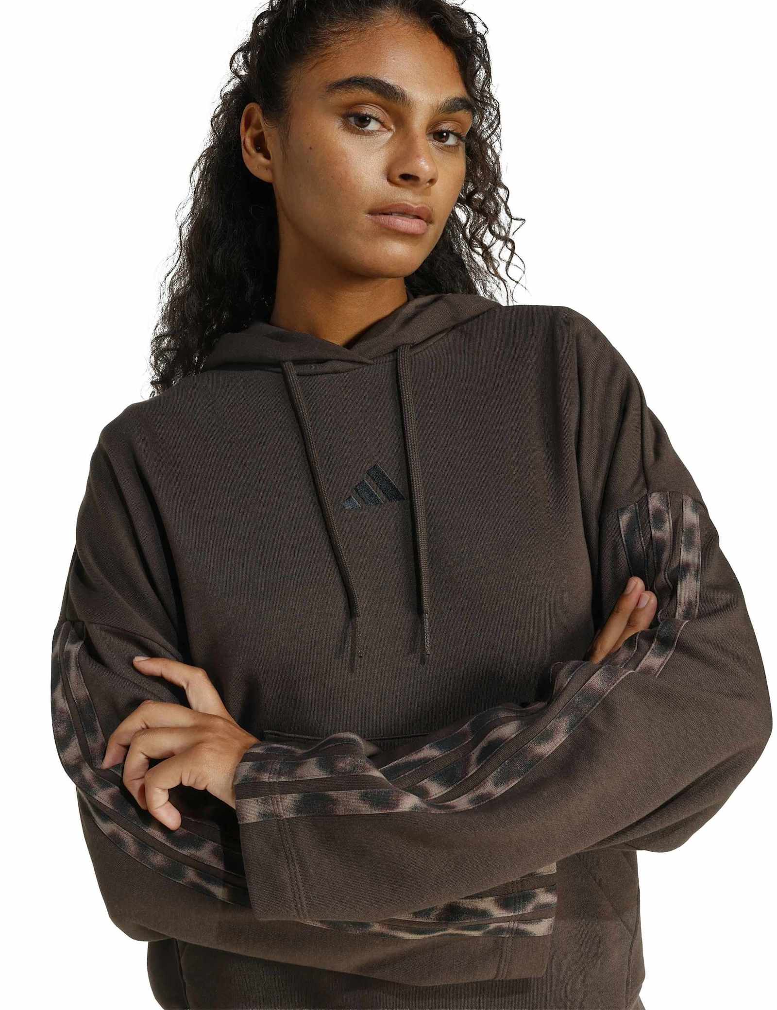 Leopard Print Sleeve Terry Relaxed Hoodie - image 4